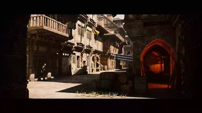 Medieval Modular Town 3D model 4