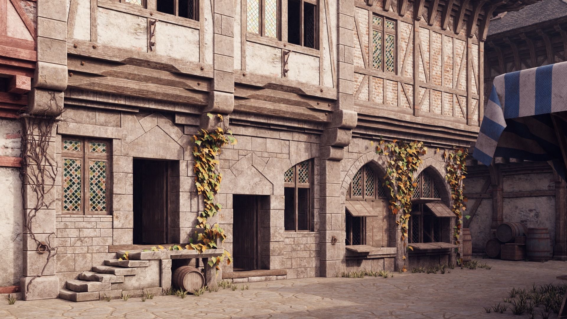 Medieval Modular Town 3D model_2