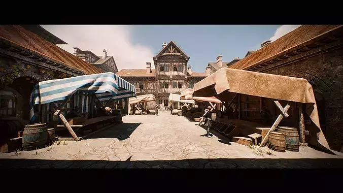 Medieval Modular Town 3D model 6