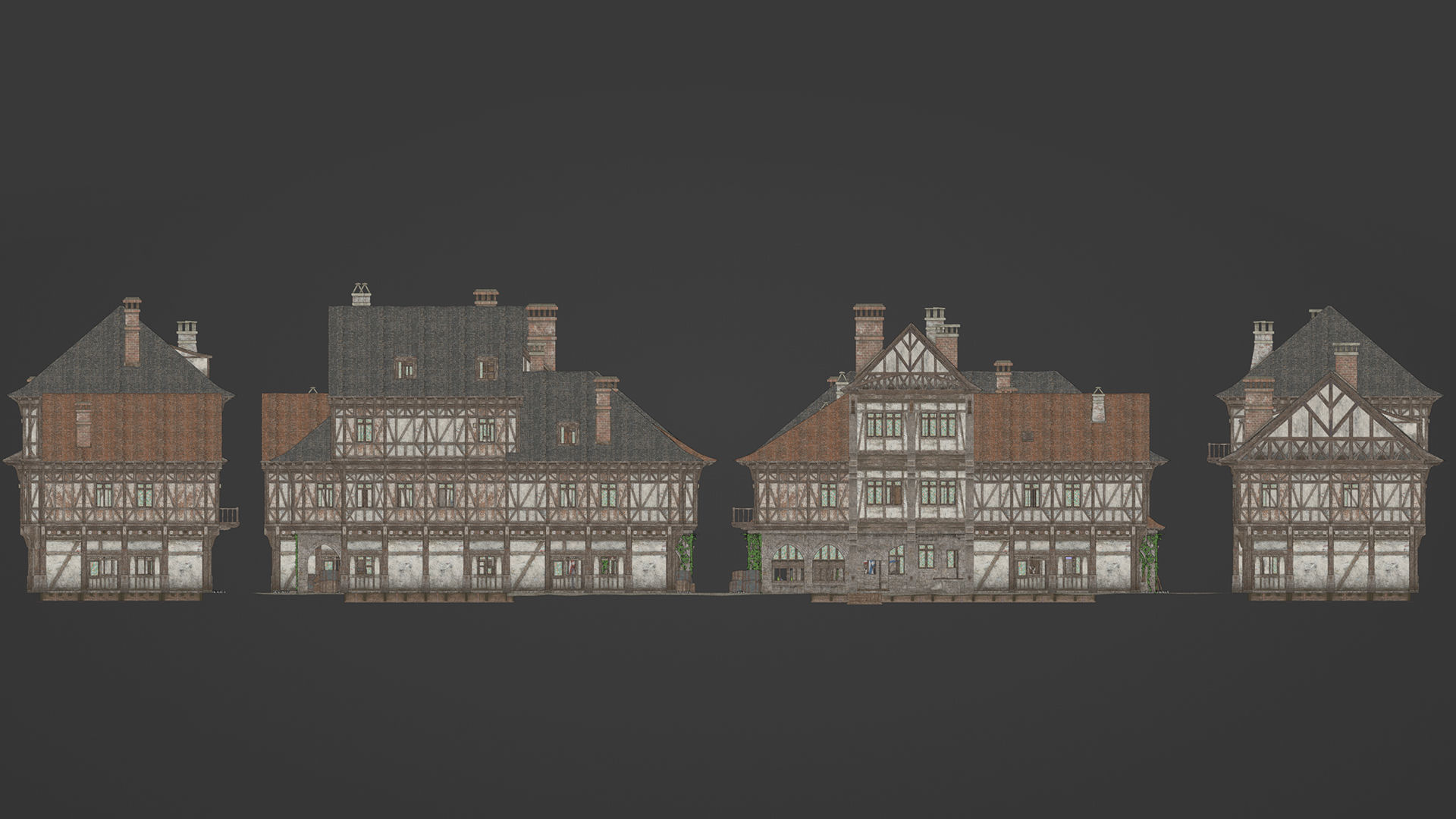 Medieval Modular Town 3D model_9