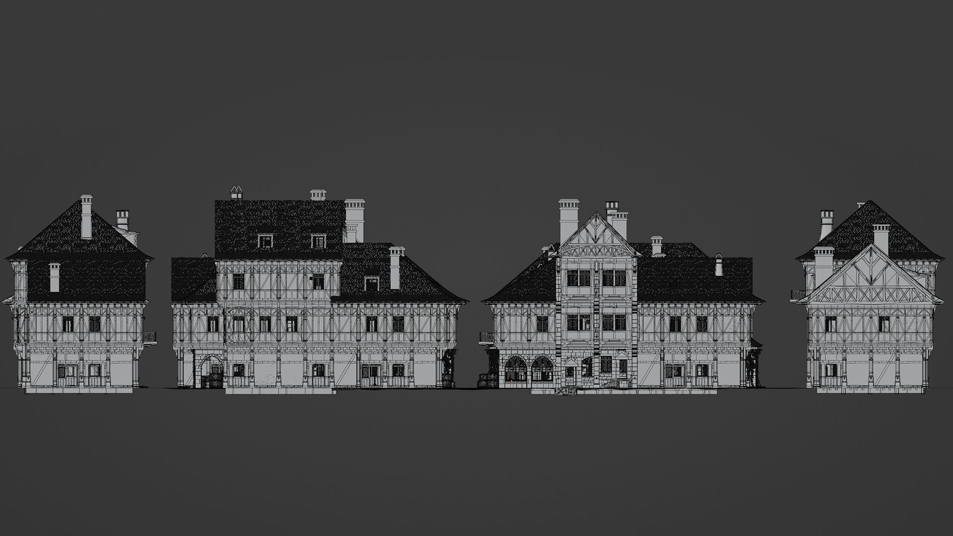 Medieval Modular Town 3D model_11