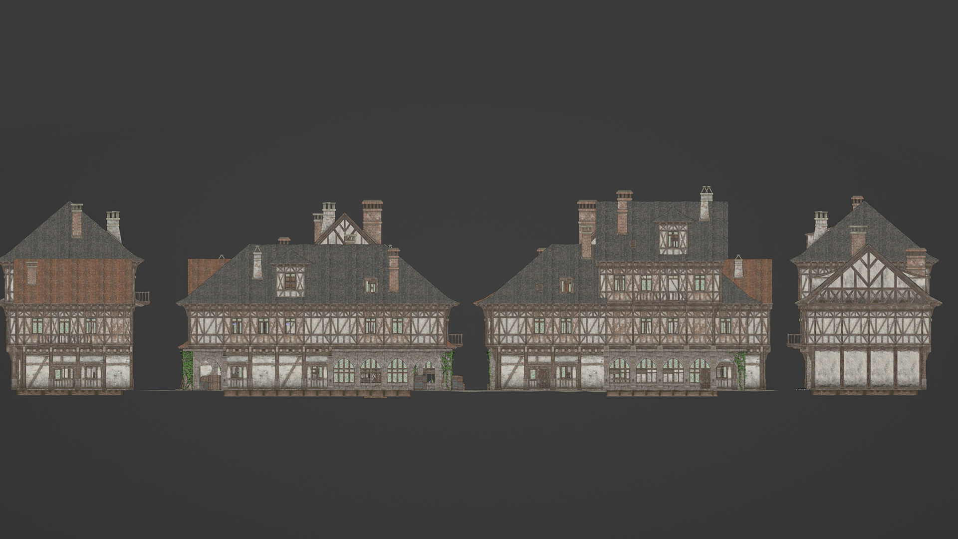 Medieval Modular Town 3D model_13