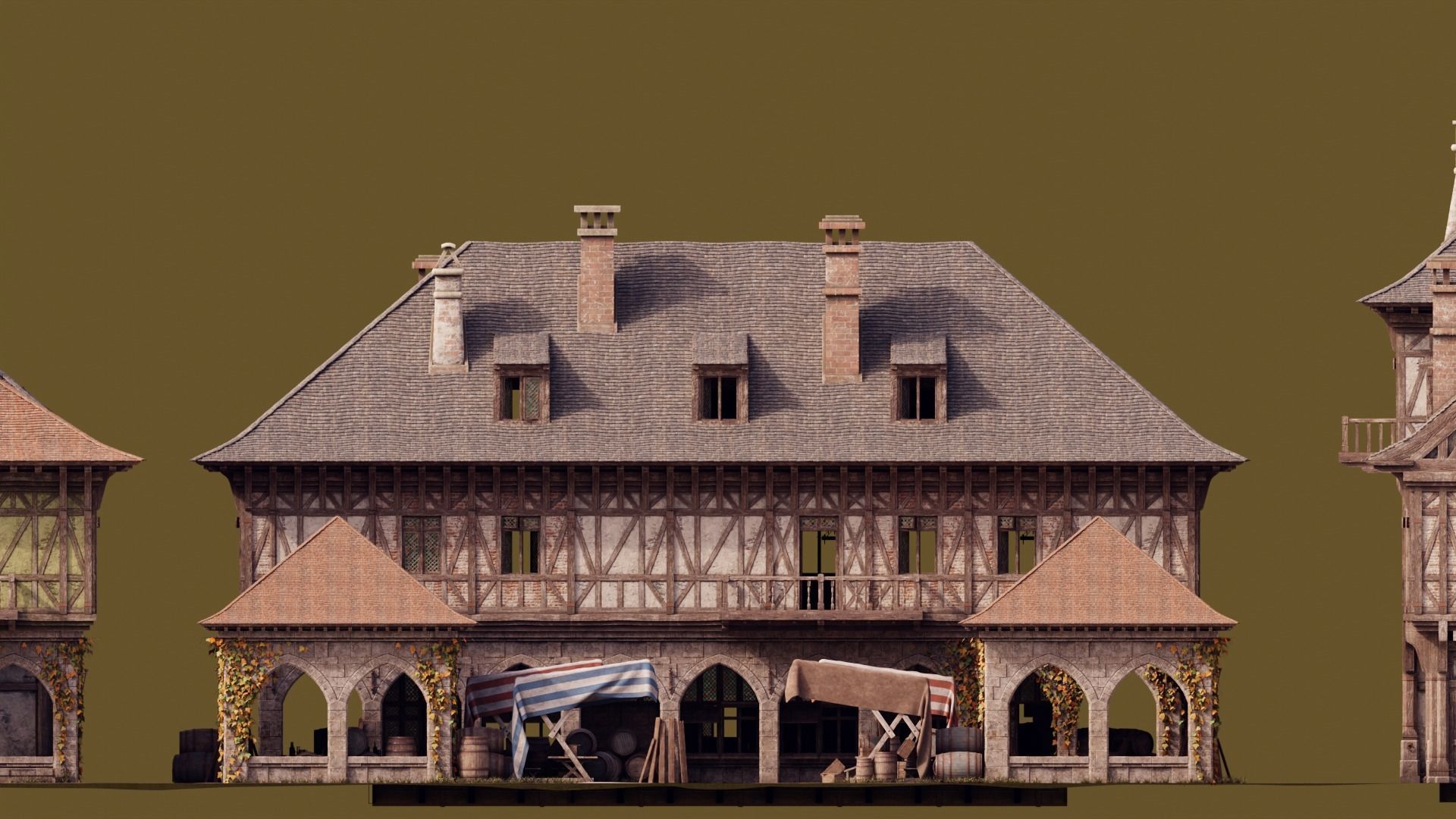 Medieval Modular Town 3D model_8