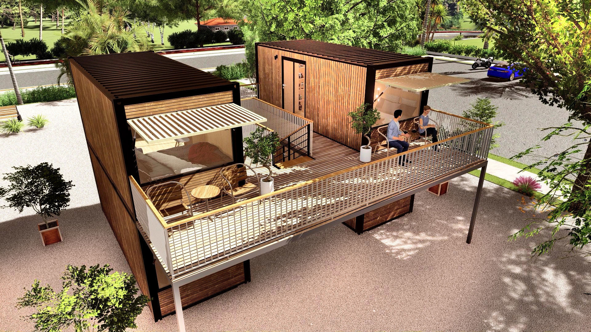 container hotel modul combo k2 Low-poly 3D model_6