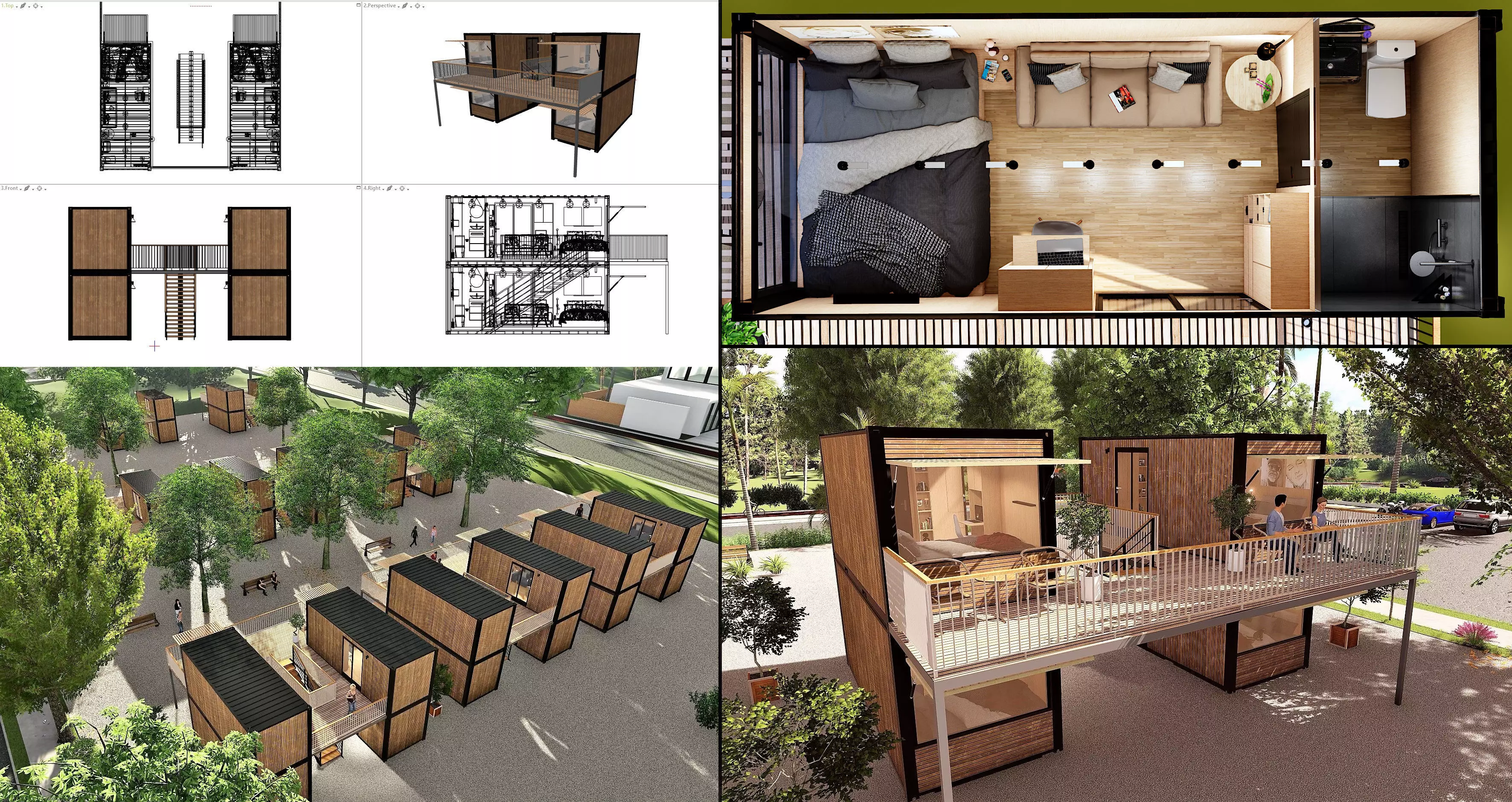 container hotel modul combo k2 Low-poly 3D model_0
