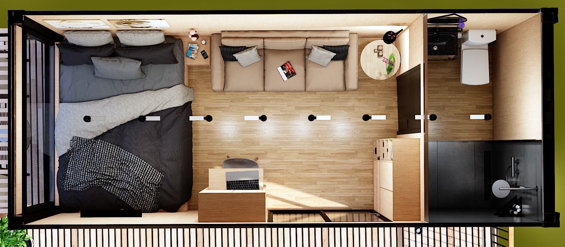 container hotel modul combo k2 Low-poly 3D model_2