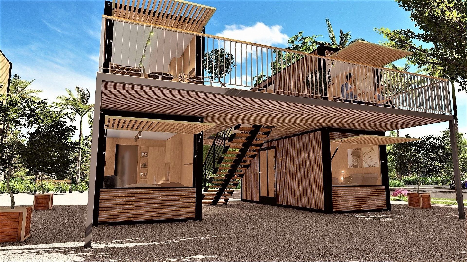 container hotel modul combo k2 Low-poly 3D model_13