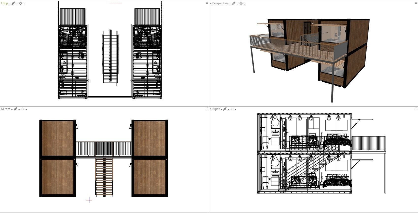 container hotel modul combo k2 Low-poly 3D model_11