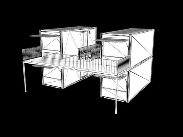 container hotel modul combo k2 Low-poly 3D model_16