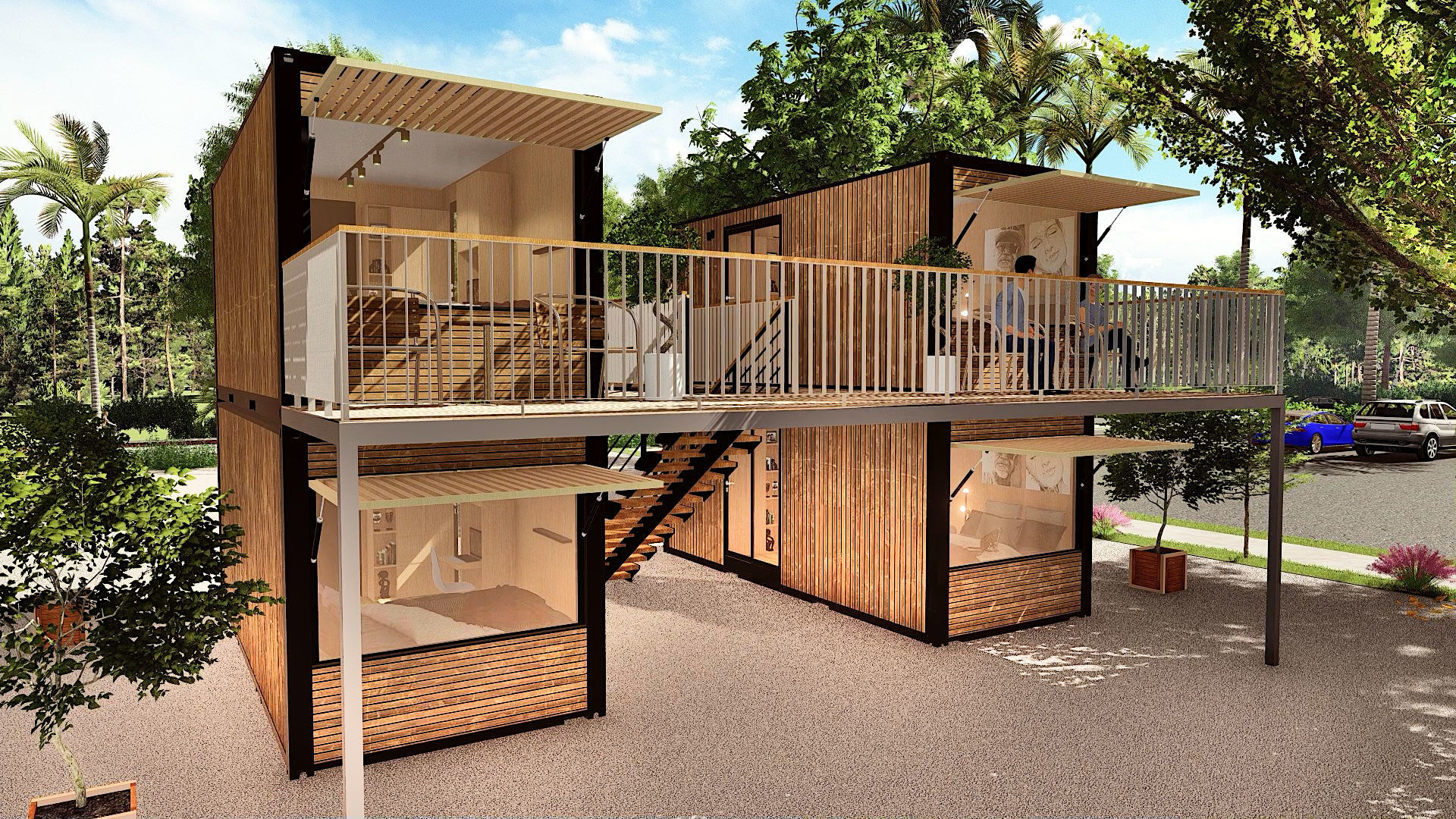 container hotel modul combo k2 Low-poly 3D model_10