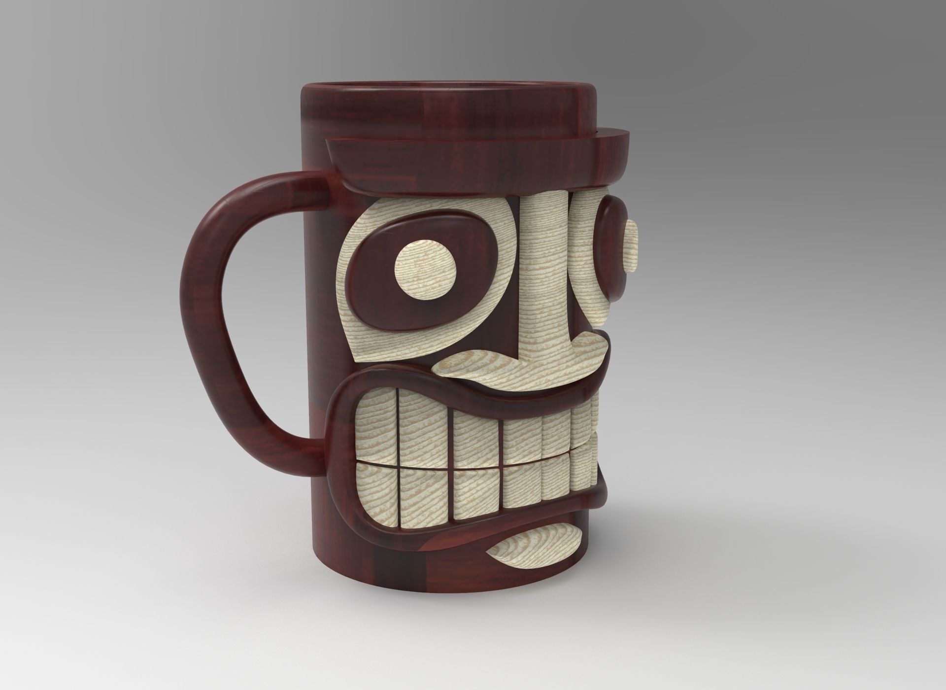 wooden mug 3D model_2