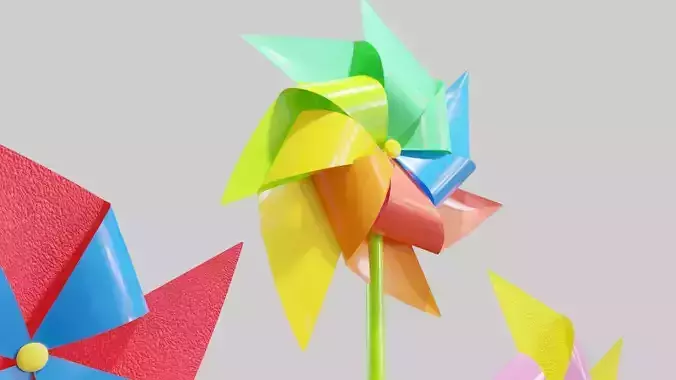 Pinwheel three colorful paper pinwheels