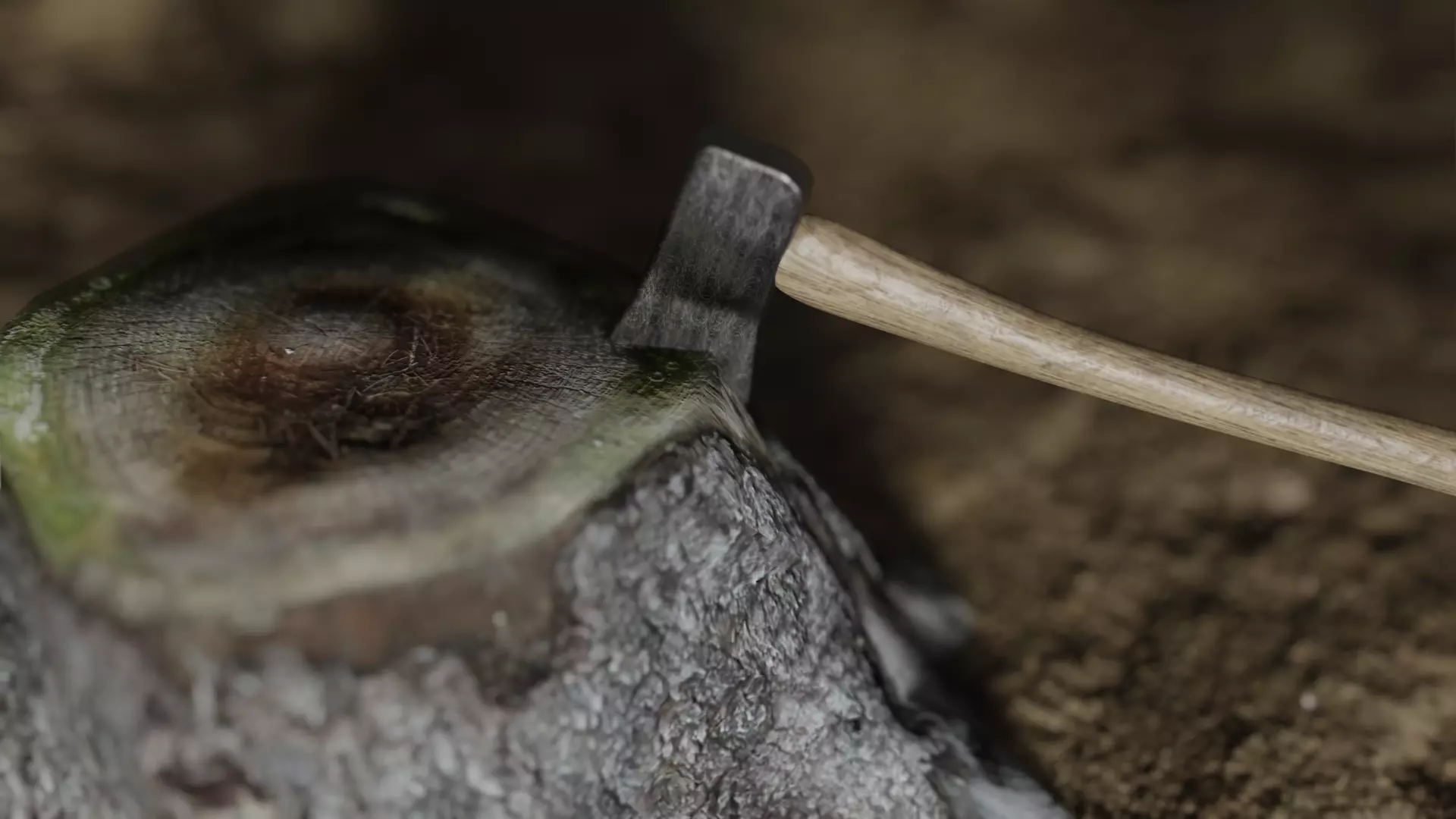 High-Poly PBR Axe tree stump being cut with Free 3D model_0