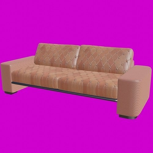 Comfortable Sofa With Leather Cover Low-poly 3D model