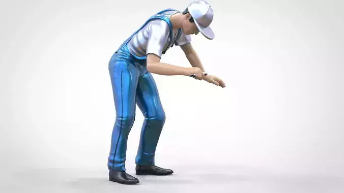N3 Mechanic bend over car 1 64 Miniature 3D print model