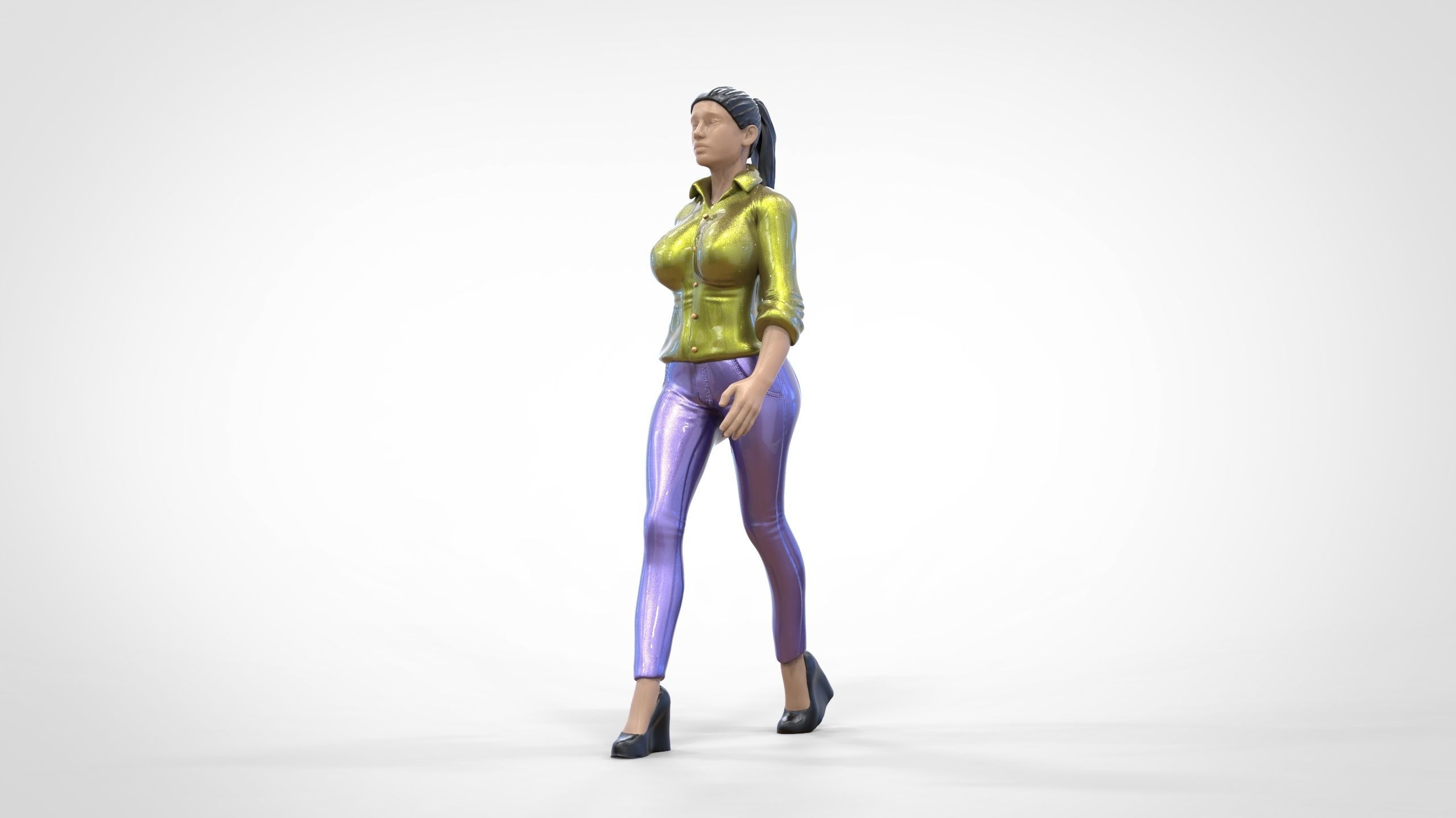 N1 Walking woman 1 64 Miniature 3D print model_15