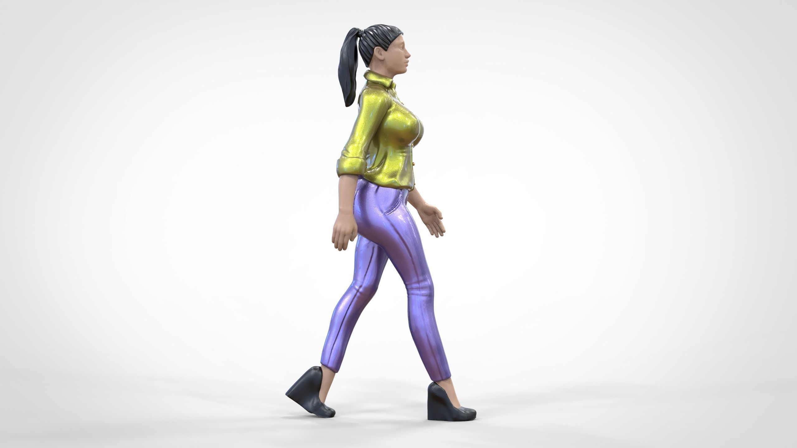 N1 Walking woman 1 64 Miniature 3D print model_3