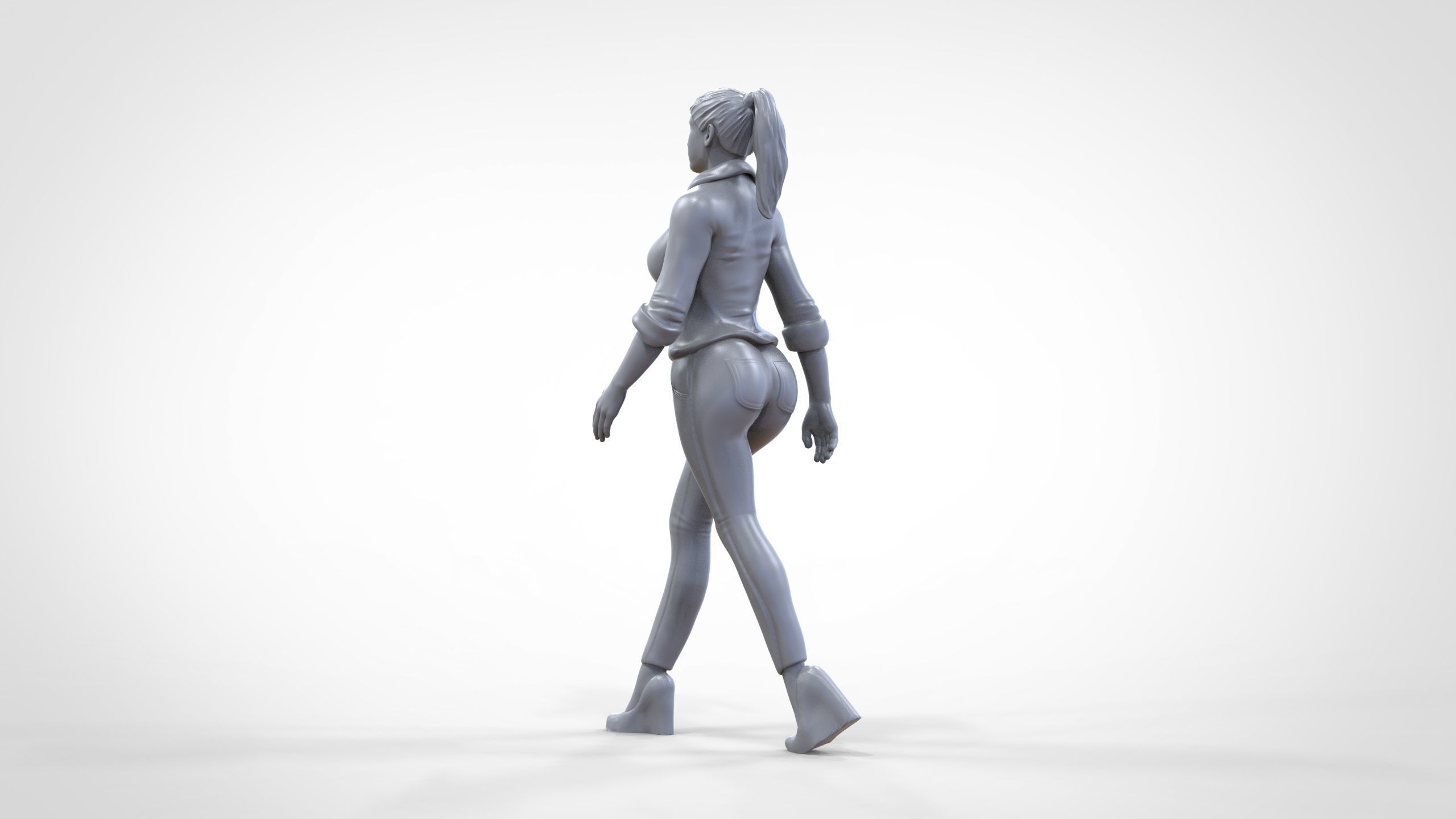N1 Walking woman 1 64 Miniature 3D print model_25