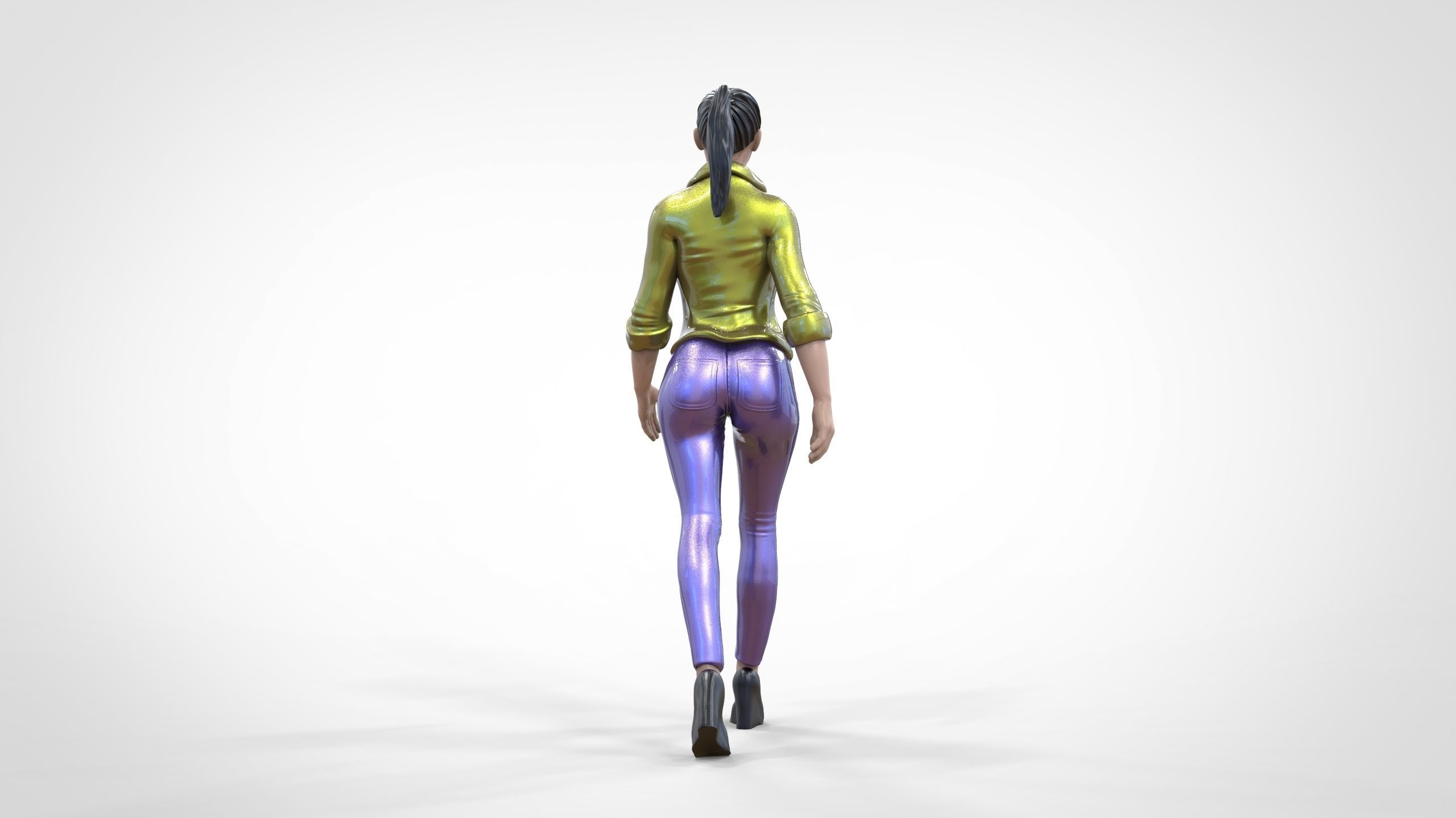 N1 Walking woman 1 64 Miniature 3D print model_7
