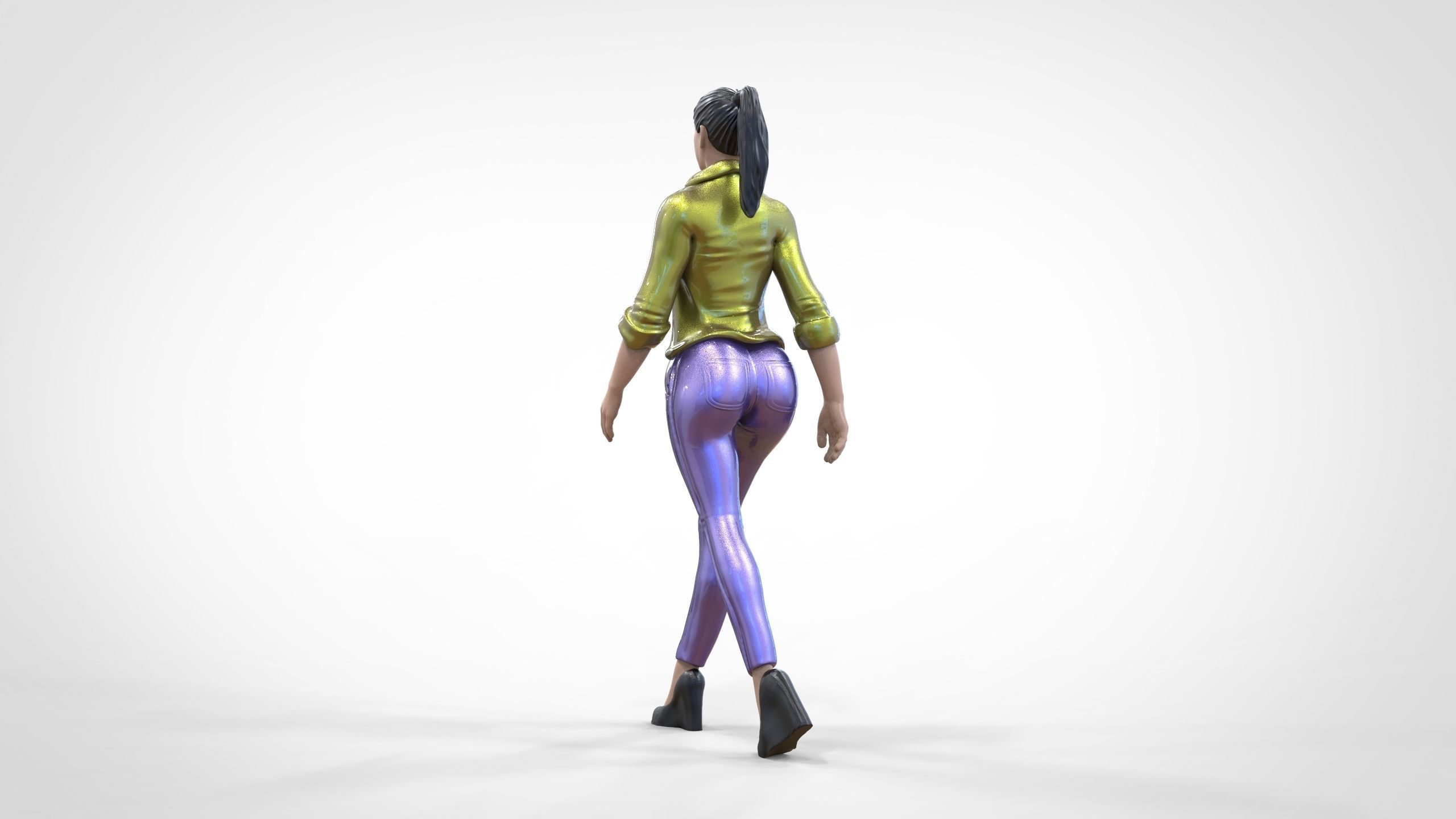 N1 Walking woman 1 64 Miniature 3D print model_9