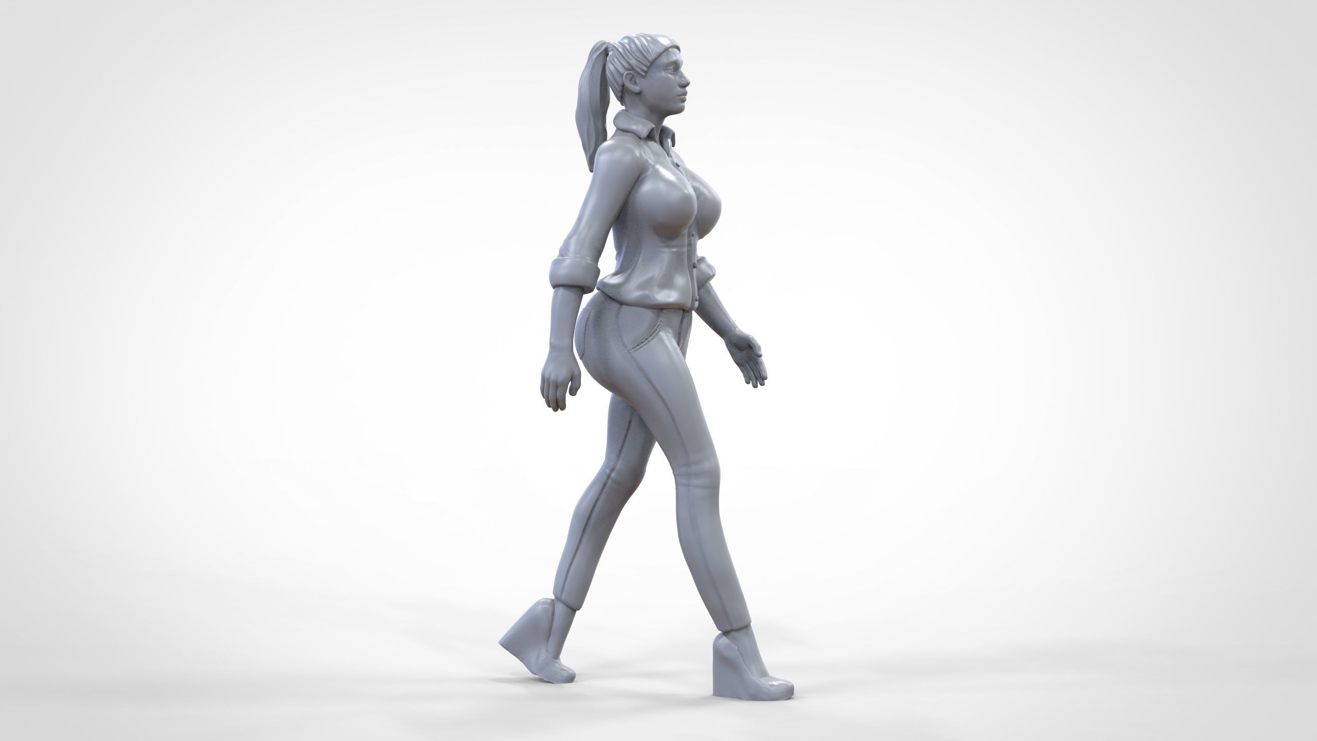 N1 Walking woman 1 64 Miniature 3D print model_21