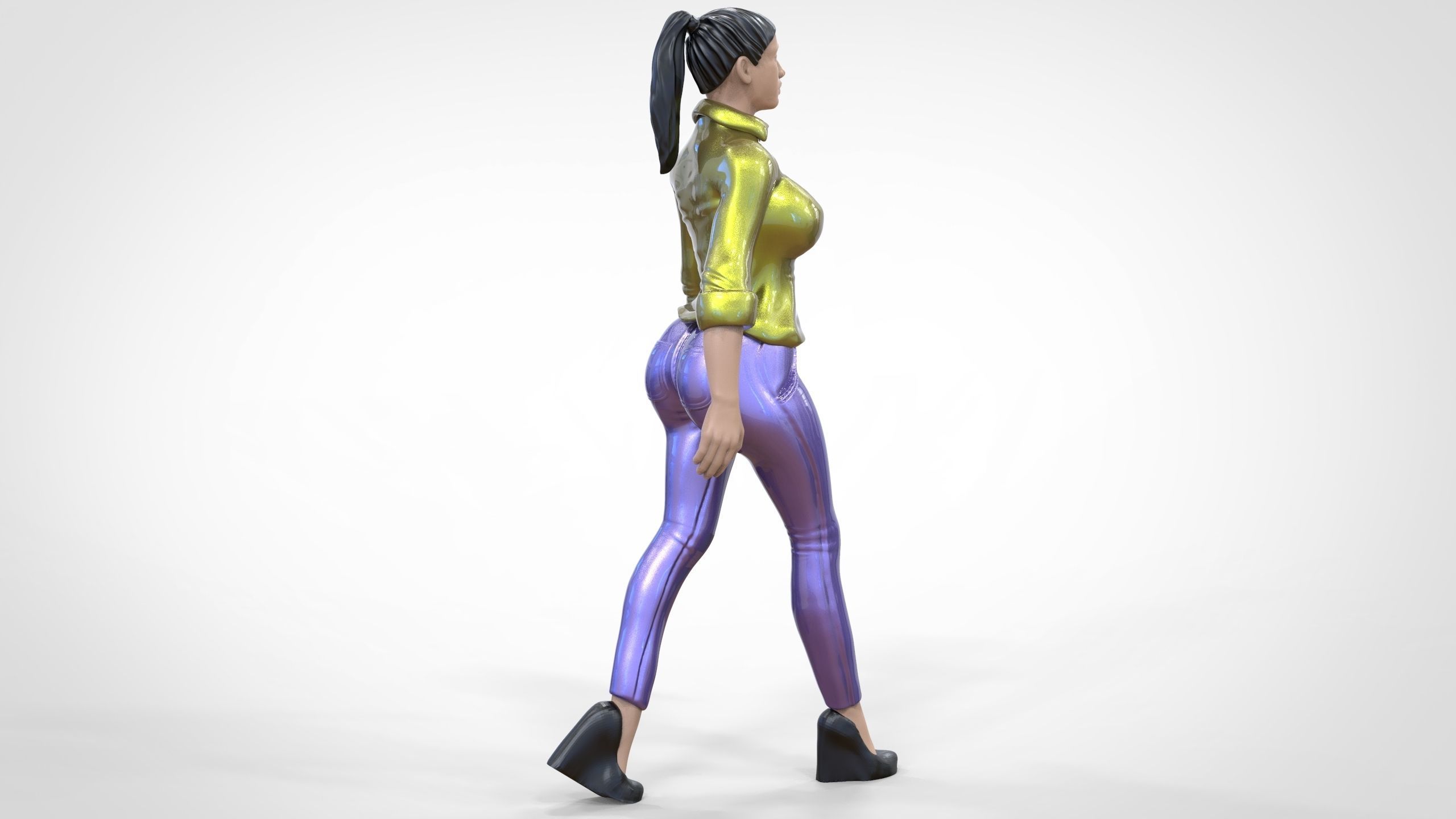 N1 Walking woman 1 64 Miniature 3D print model_4
