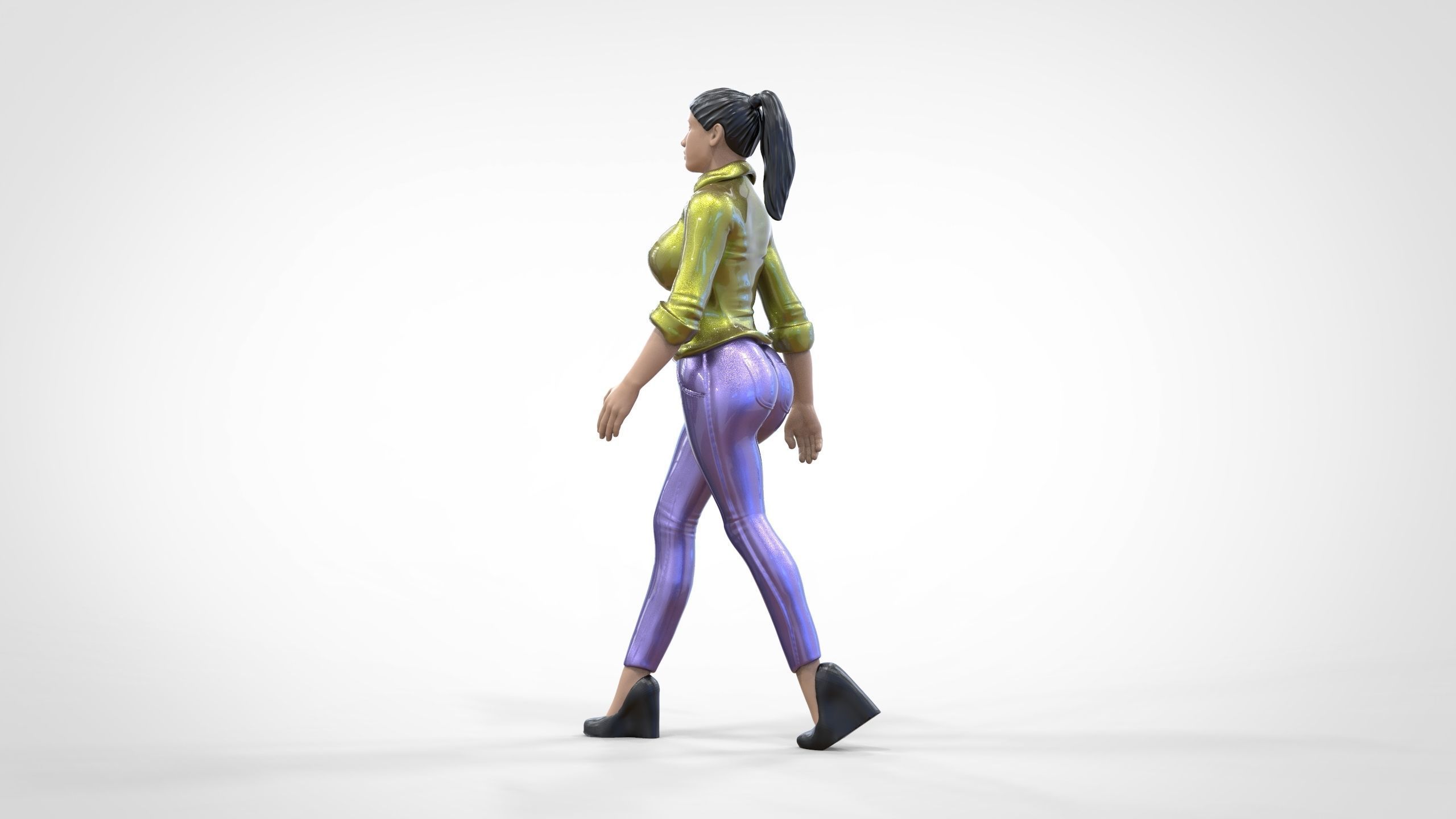 N1 Walking woman 1 64 Miniature 3D print model_11