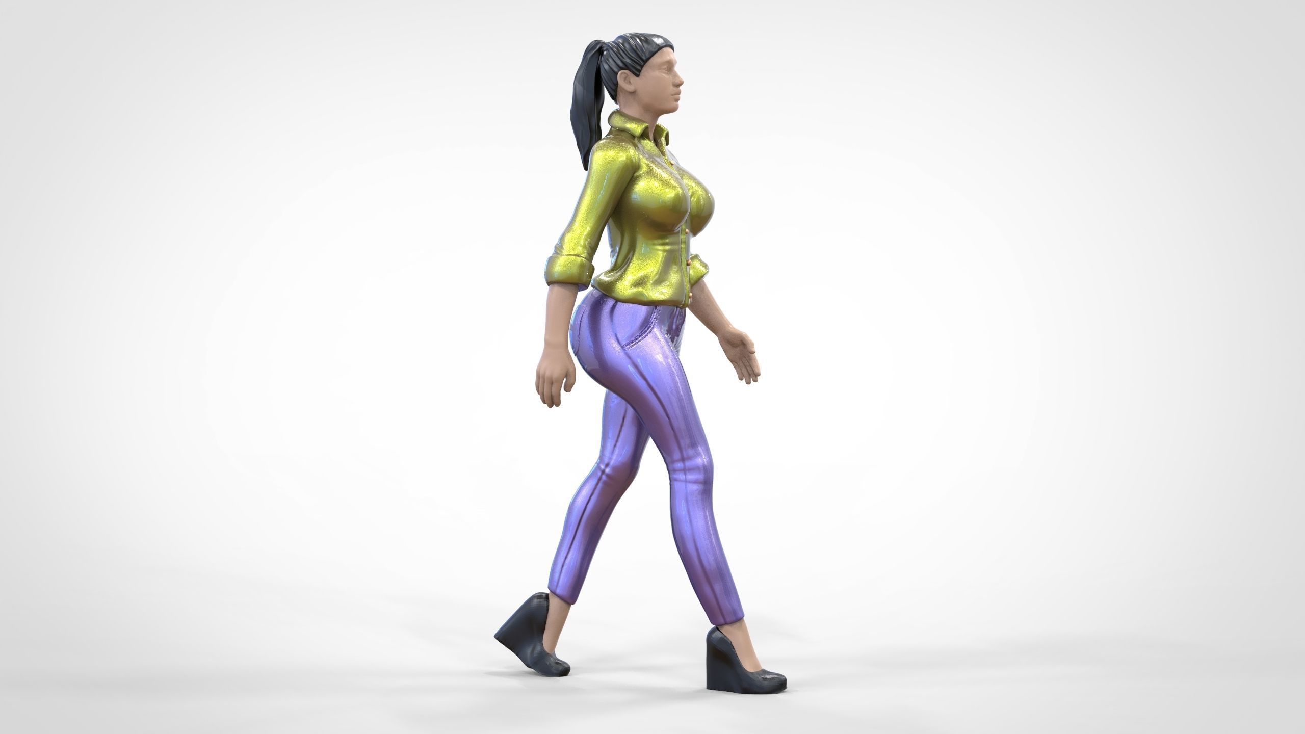 N1 Walking woman 1 64 Miniature 3D print model_2
