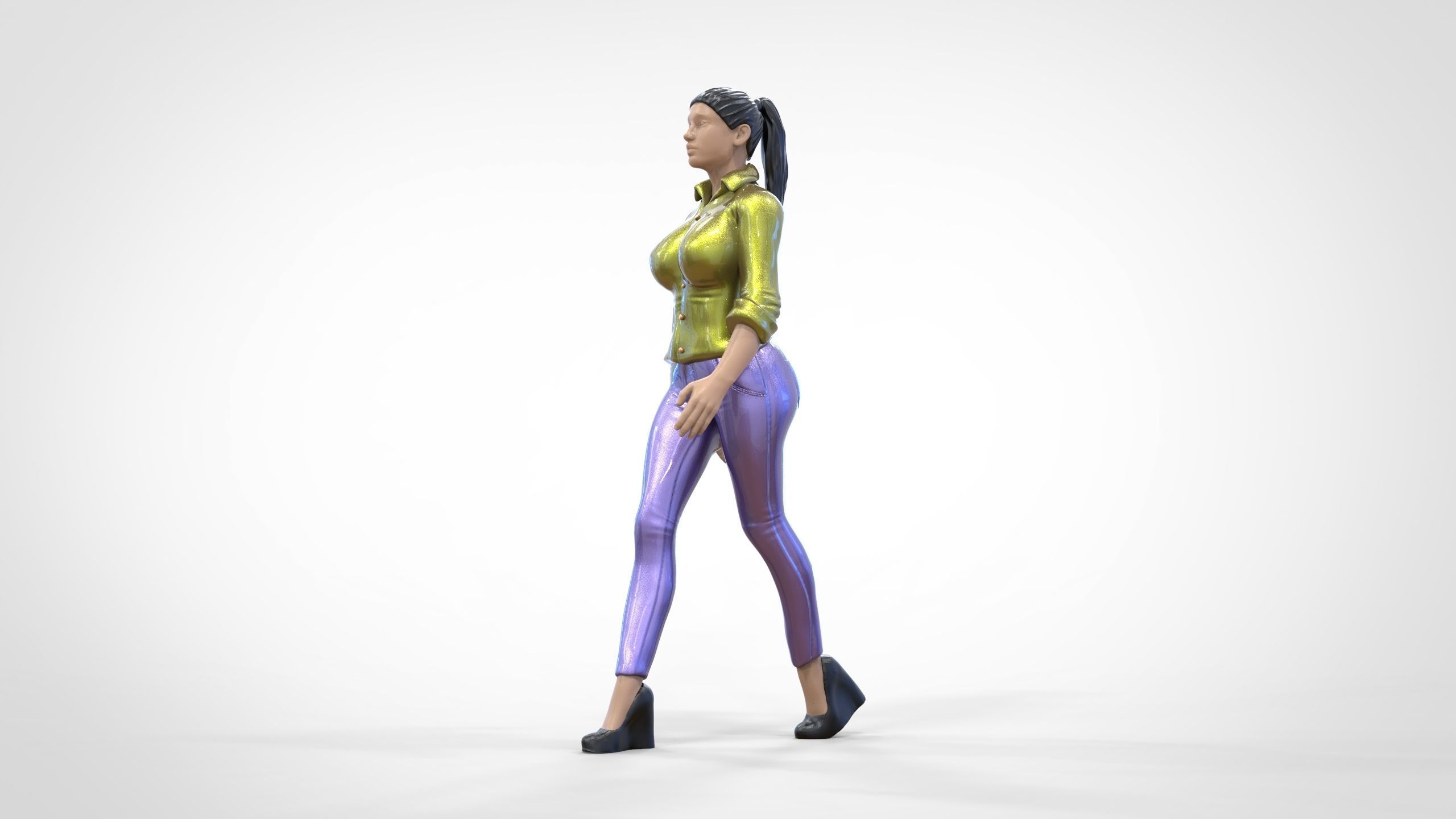N1 Walking woman 1 64 Miniature 3D print model_14