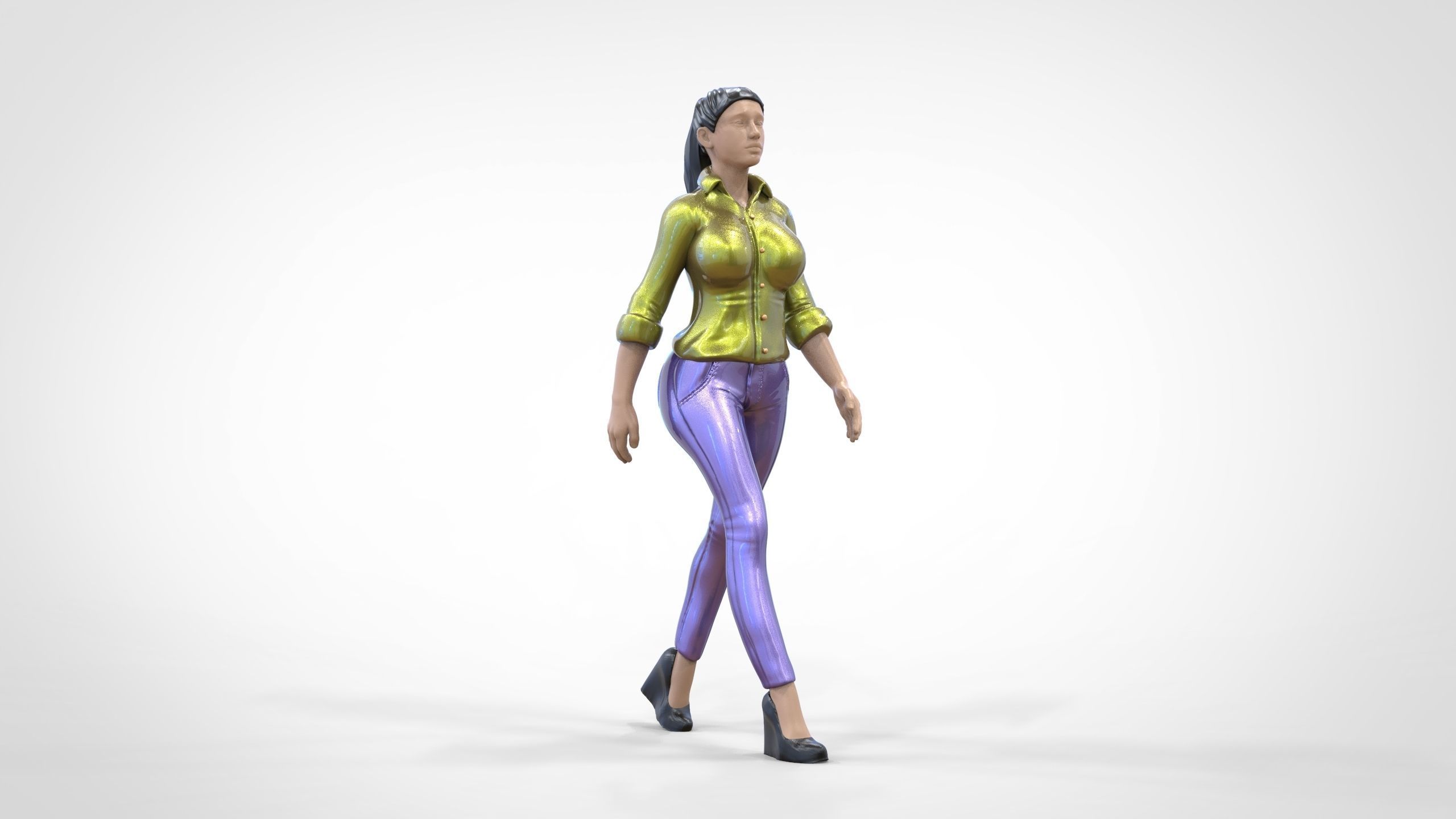 N1 Walking woman 1 64 Miniature 3D print model_20