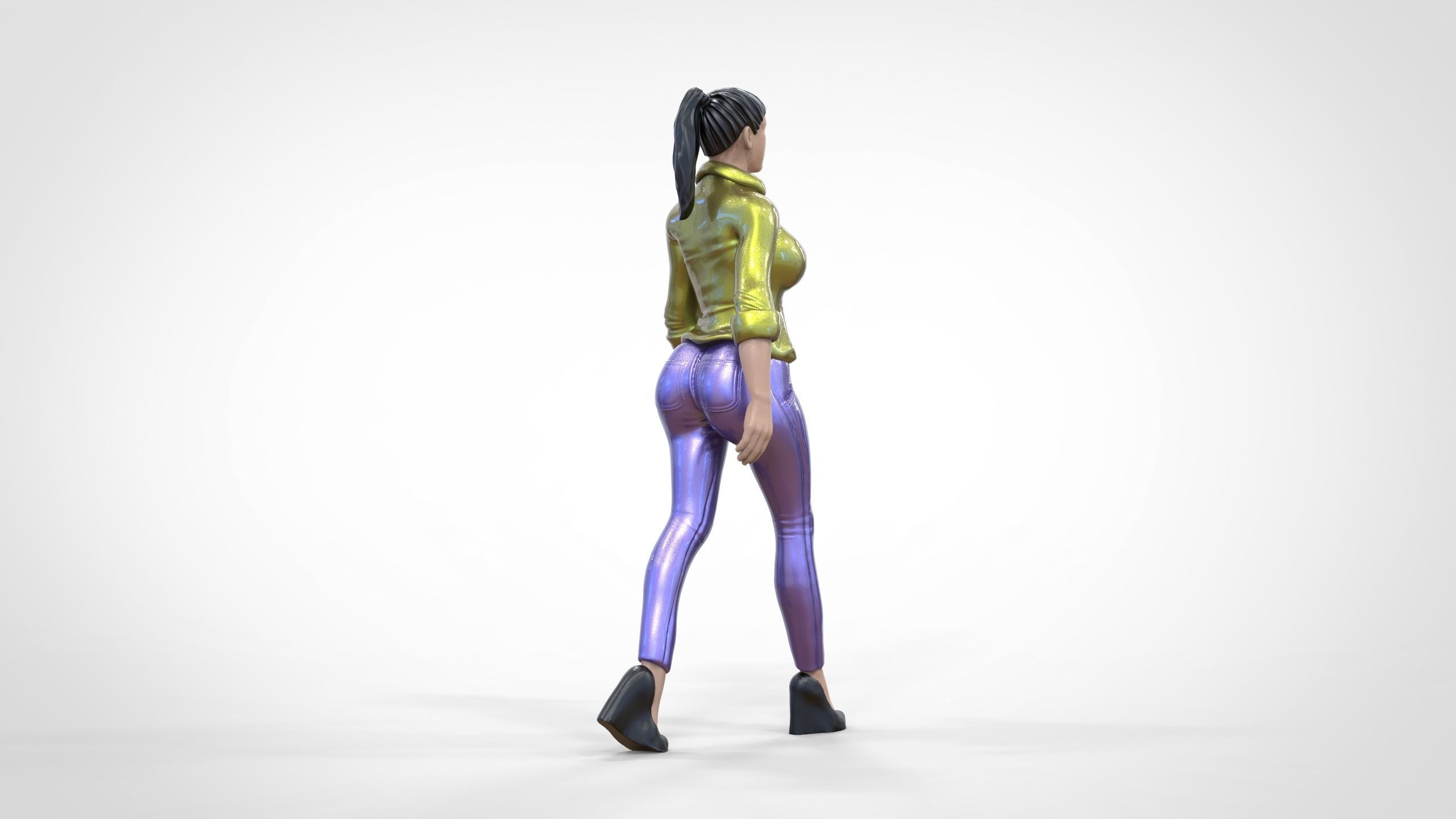 N1 Walking woman 1 64 Miniature 3D print model_5