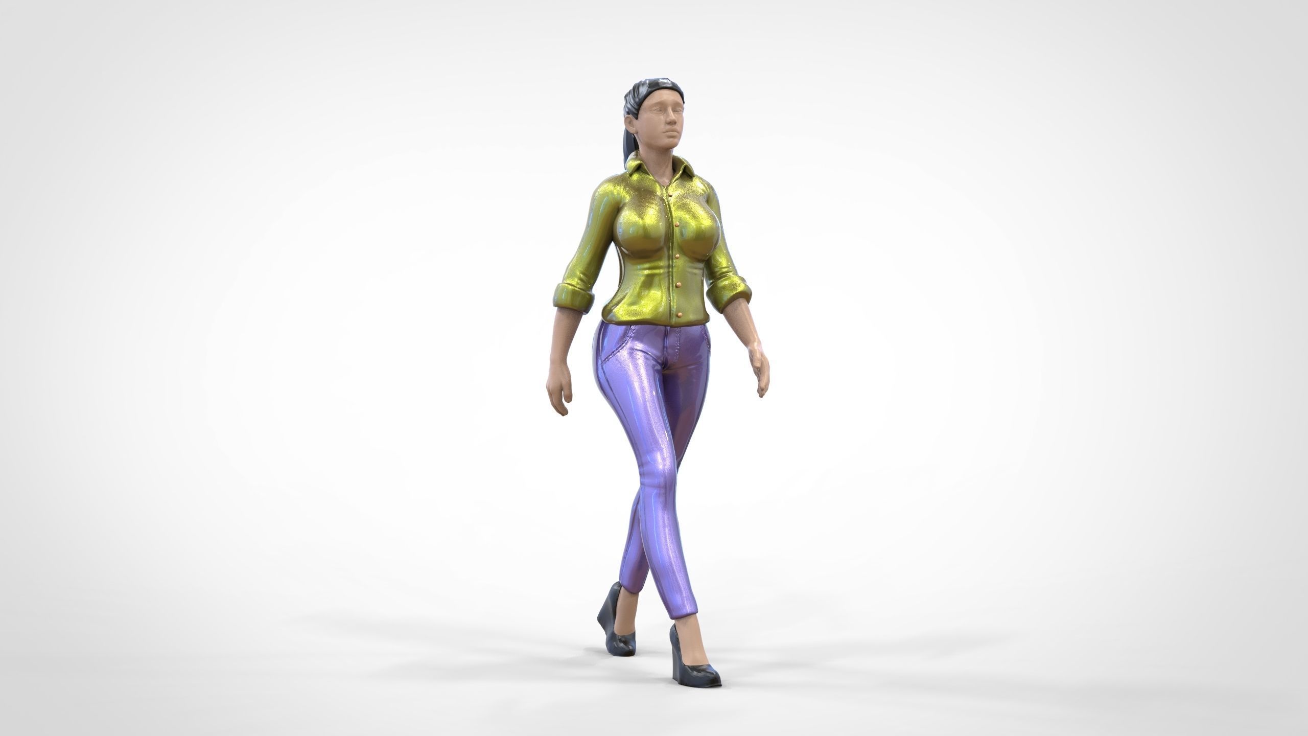 N1 Walking woman 1 64 Miniature 3D print model_19