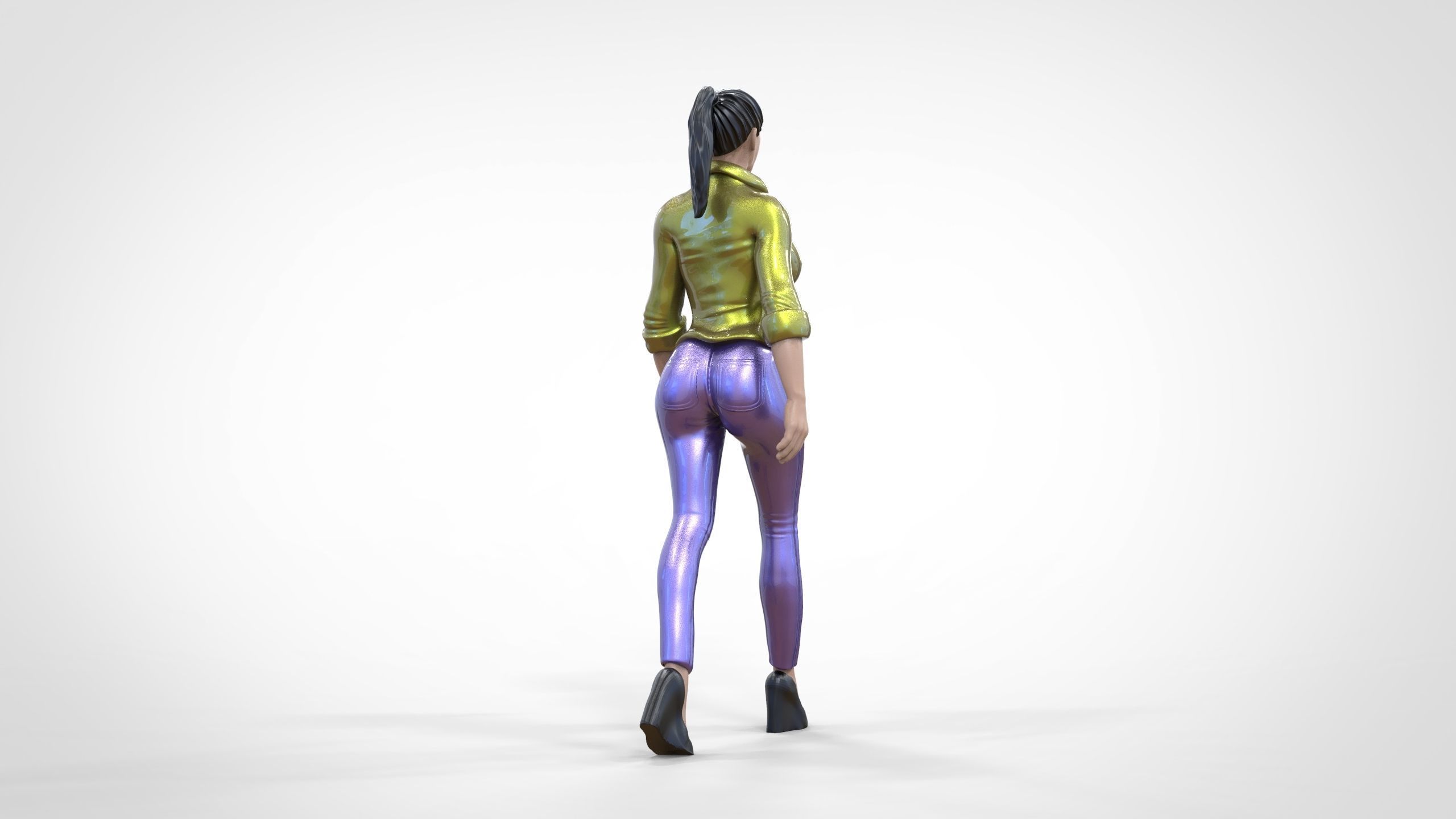 N1 Walking woman 1 64 Miniature 3D print model_6