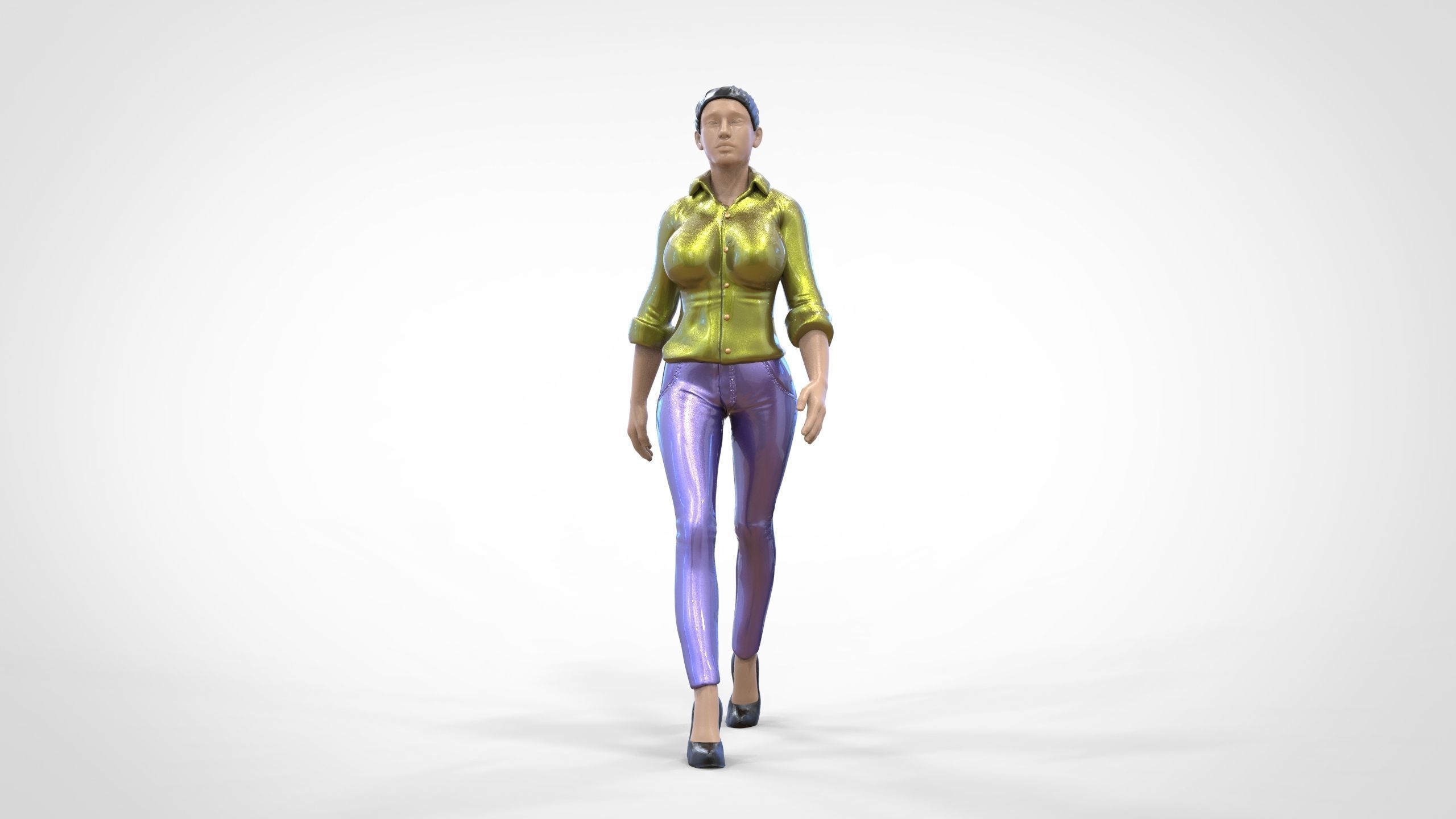 N1 Walking woman 1 64 Miniature 3D print model_17