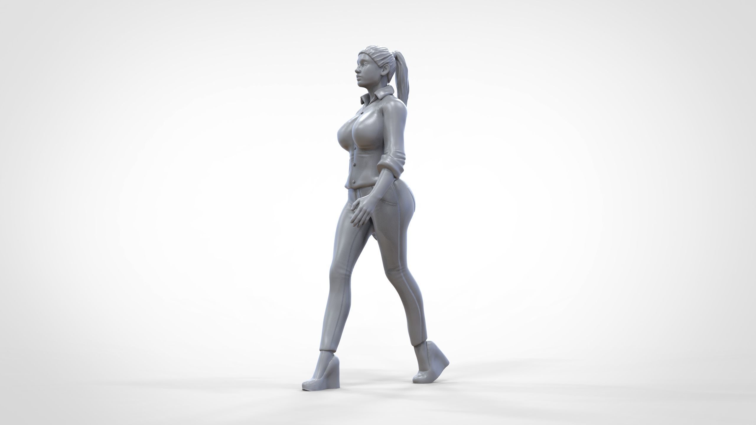 N1 Walking woman 1 64 Miniature 3D print model_27