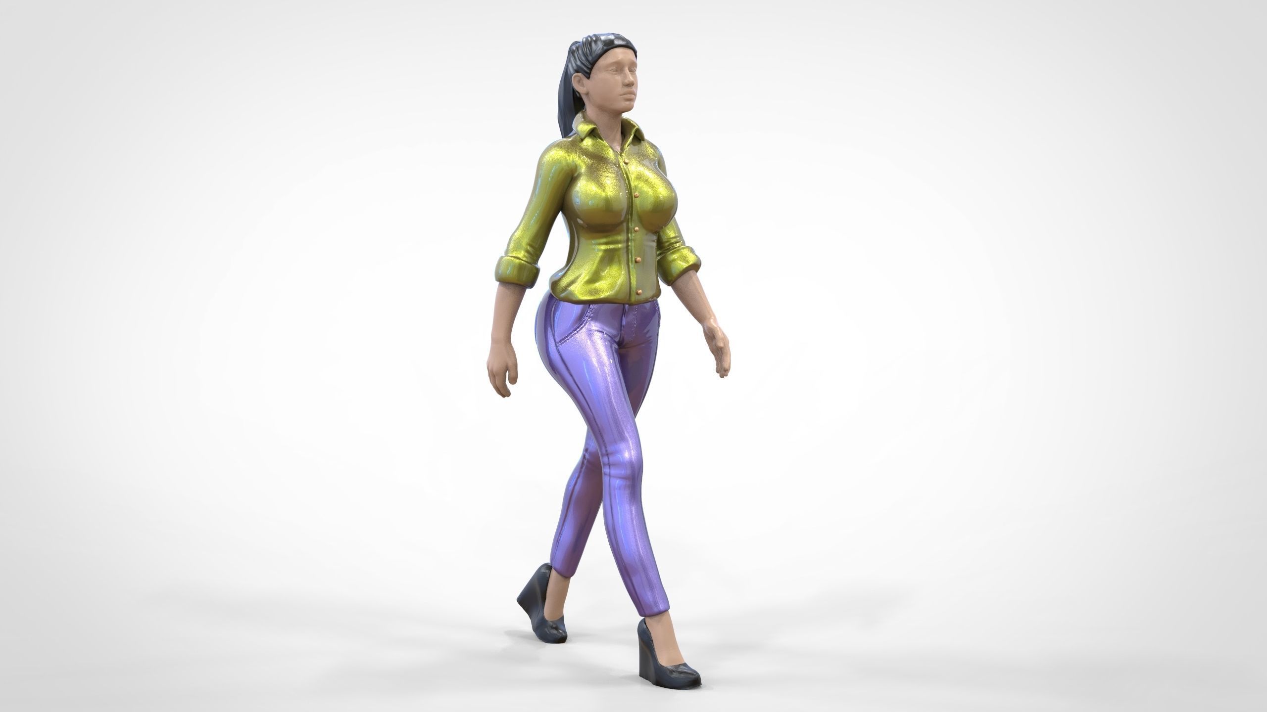 N1 Walking woman 1 64 Miniature 3D print model_31