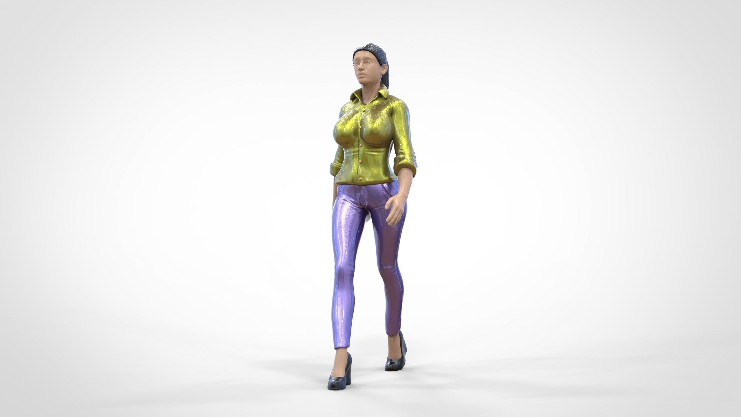 N1 Walking woman 1 64 Miniature 3D print model_16
