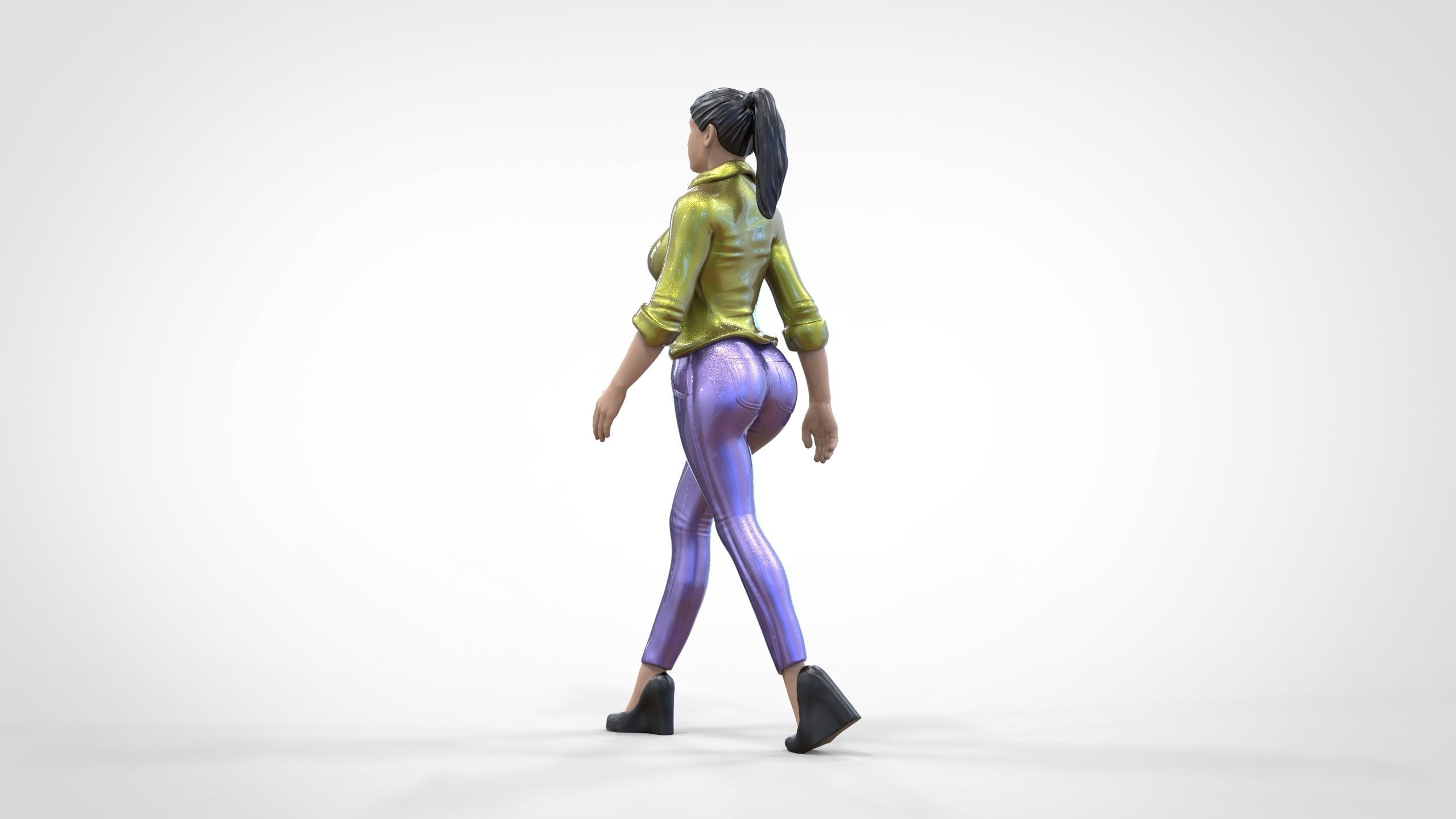N1 Walking woman 1 64 Miniature 3D print model_10