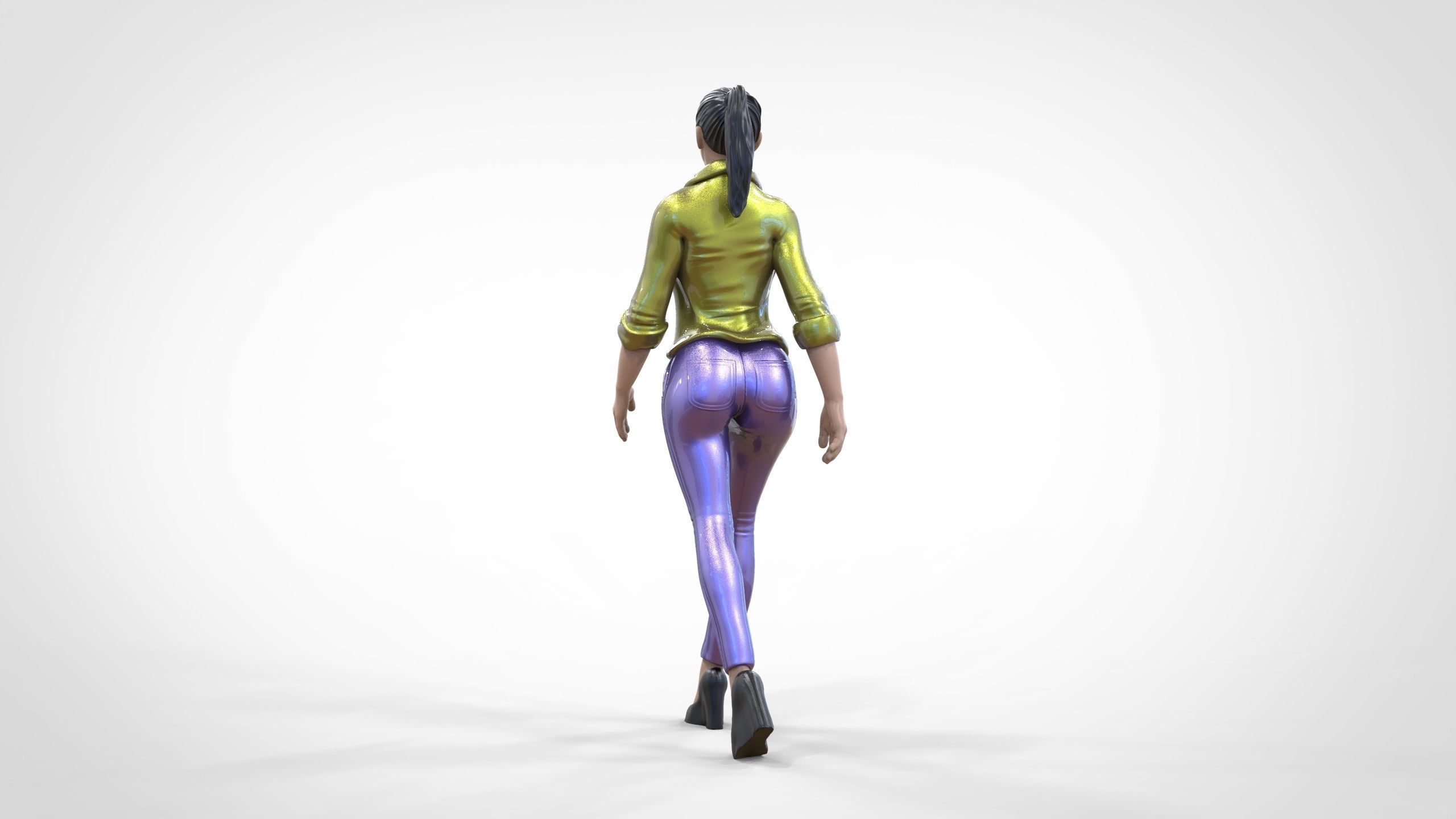 N1 Walking woman 1 64 Miniature 3D print model_8