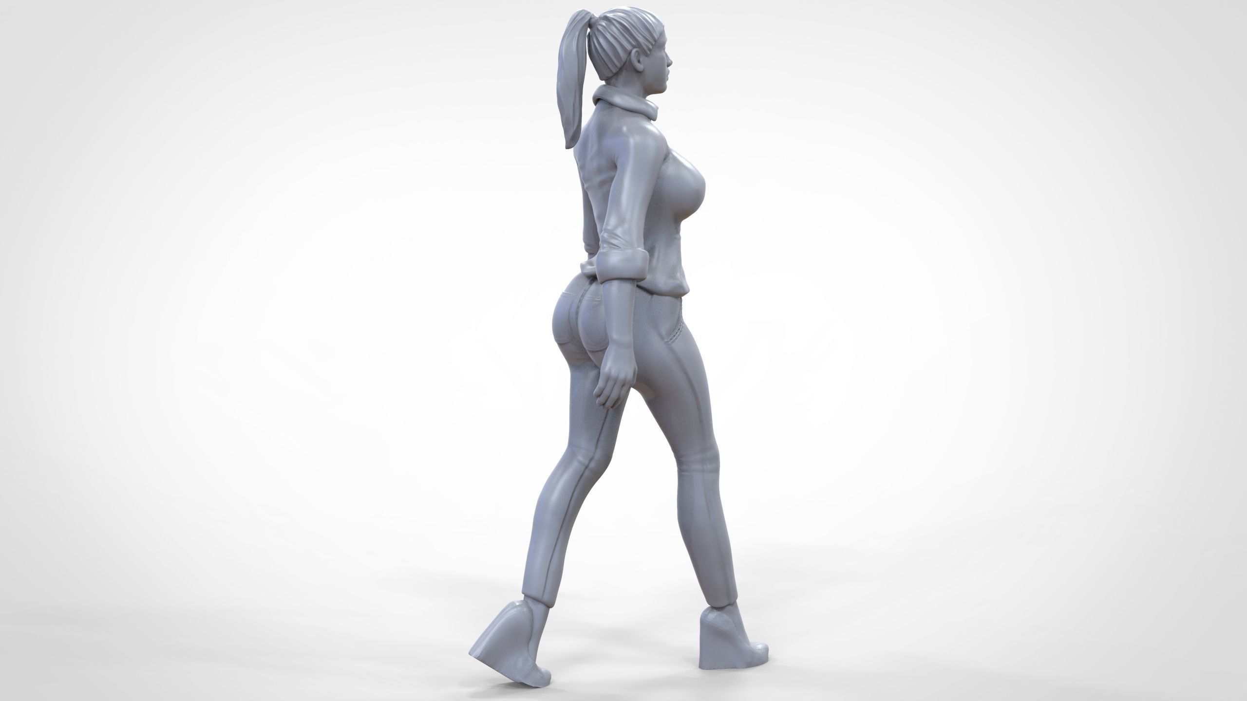 N1 Walking woman 1 64 Miniature 3D print model_23
