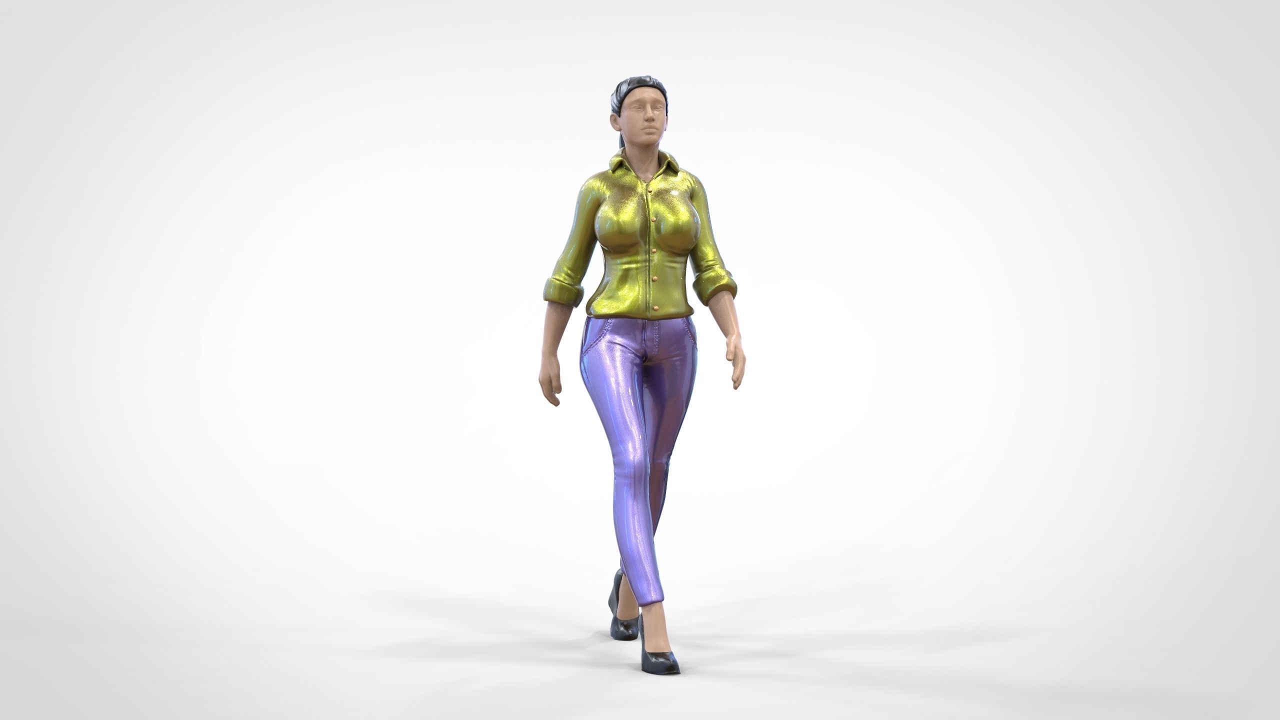N1 Walking woman 1 64 Miniature 3D print model_18