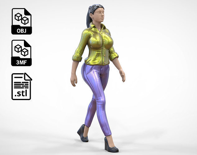 N1 Walking woman 1 64 Miniature 3D print model