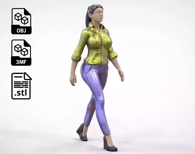 N1 Walking woman 1 64 Miniature 3D print model