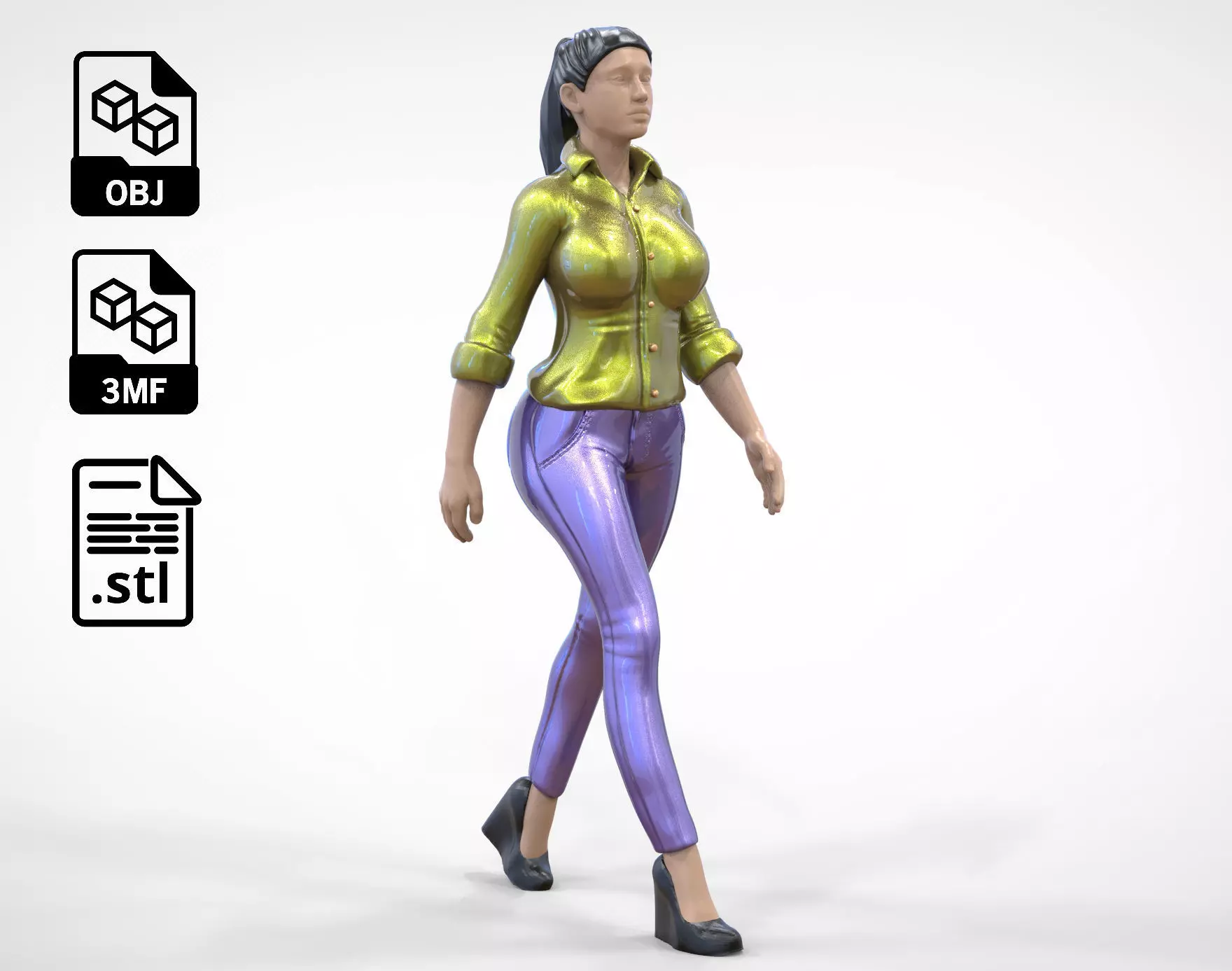 N1 Walking woman 1 64 Miniature 3D print model_0