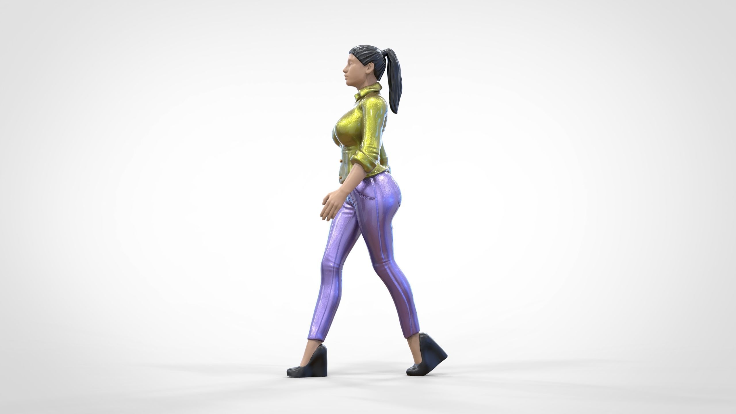 N1 Walking woman 1 64 Miniature 3D print model_13