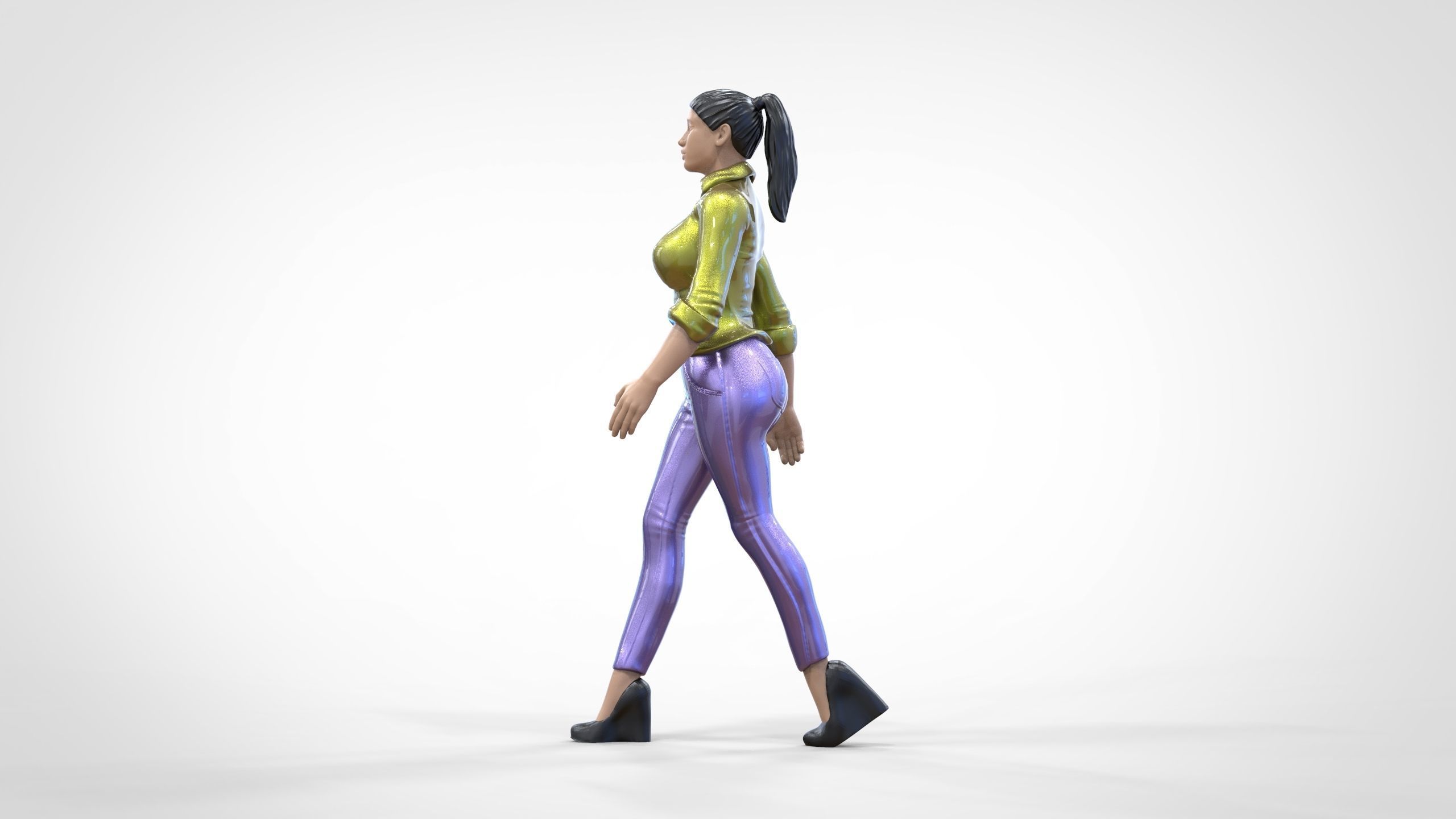 N1 Walking woman 1 64 Miniature 3D print model_12