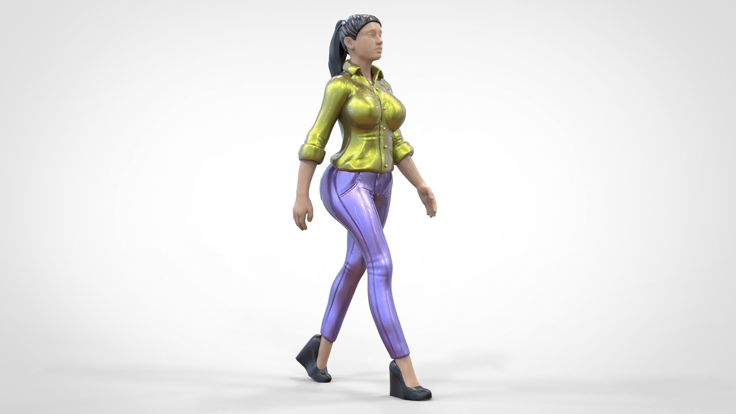 N1 Walking woman 1 64 Miniature 3D print model_1