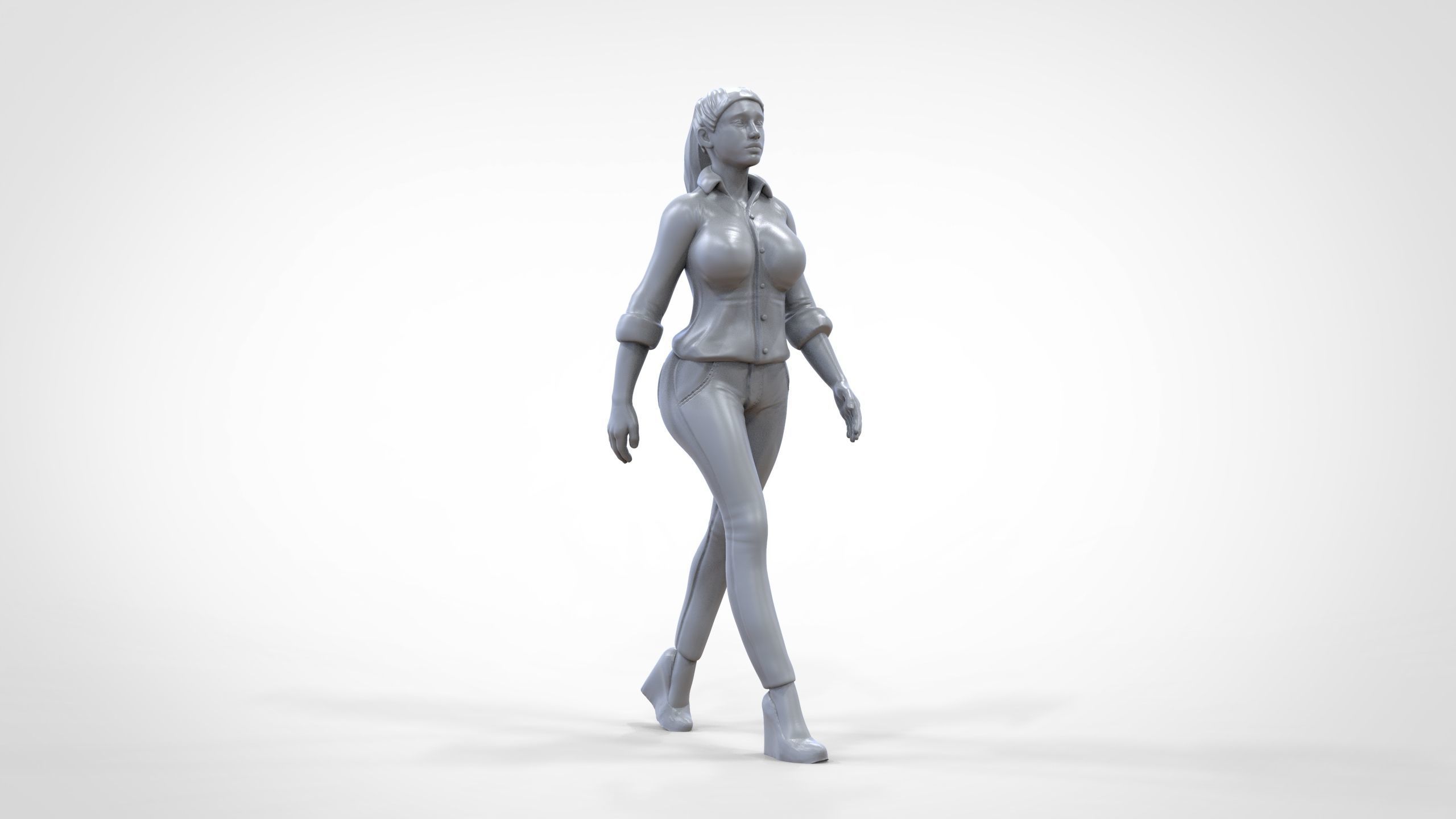 N1 Walking woman 1 64 Miniature 3D print model_30