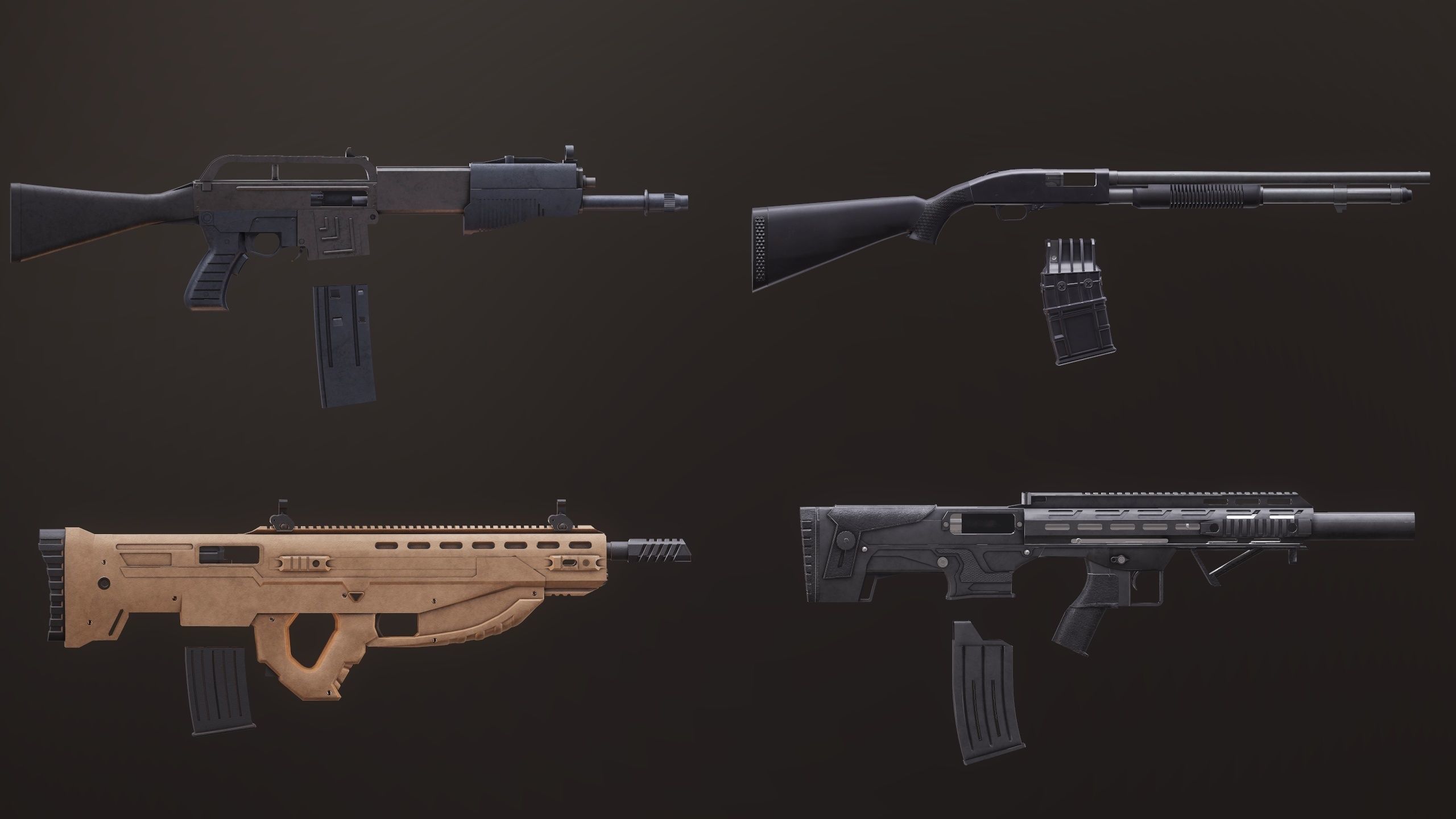 Shotgun Set 1 gun Low-poly 3D model_4