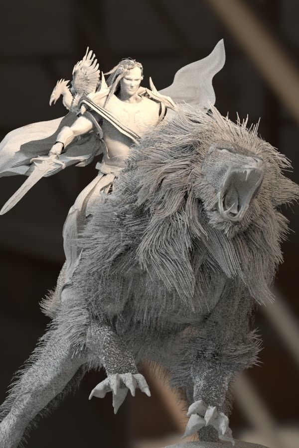 Hercules riding  Nemean lion 3D model_5